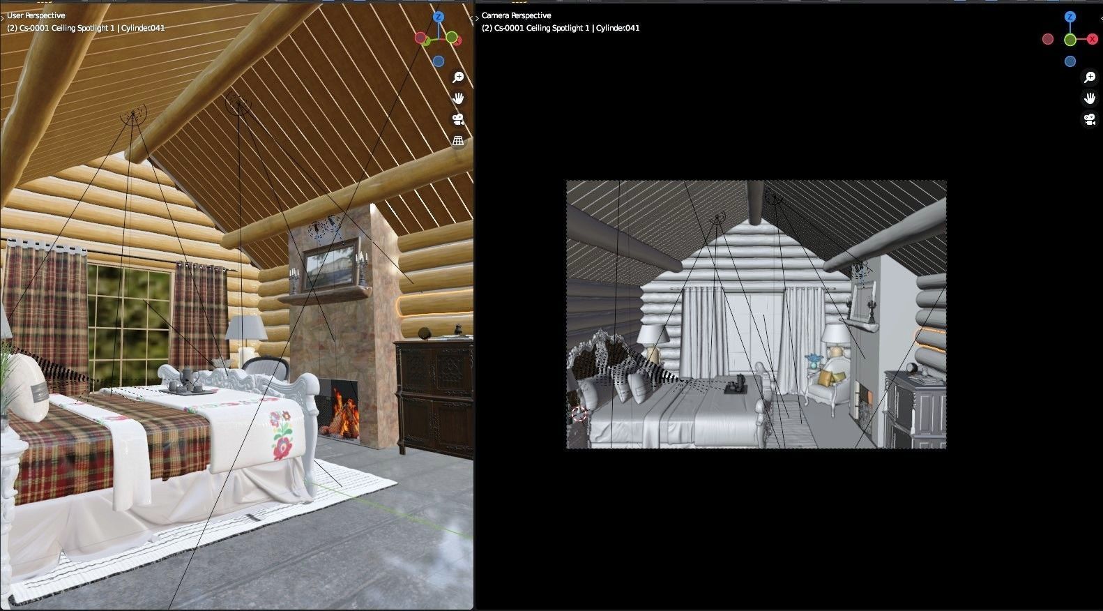 Wooden Cabin Interior 3d model Low-poly 3D model_7