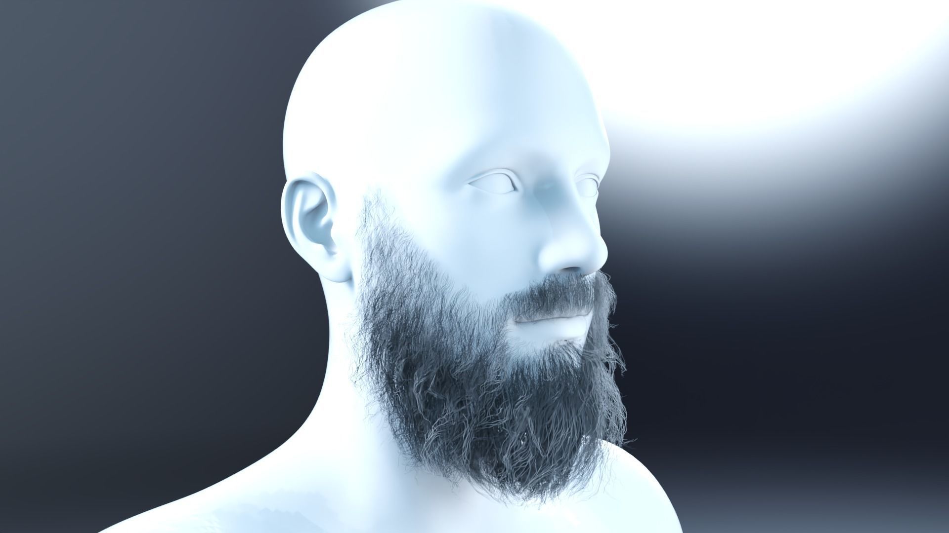 Knight beard low poly hair cards  Low-poly 3D model_1