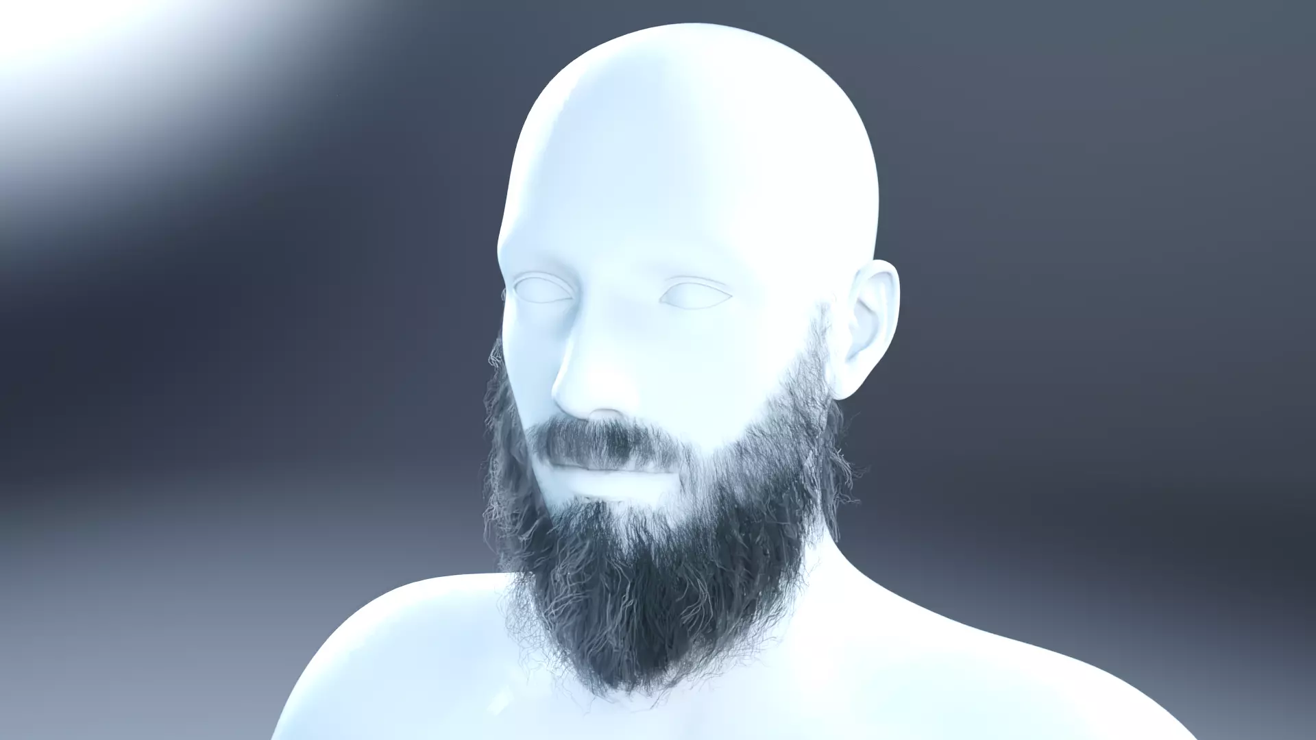 Knight beard low poly hair cards  Low-poly 3D model_0