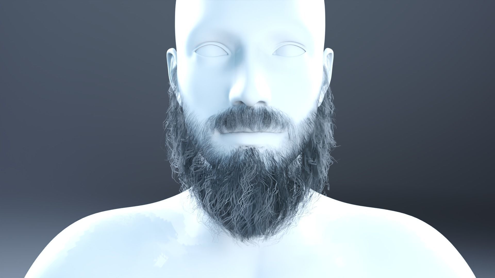 Knight beard low poly hair cards  Low-poly 3D model_7
