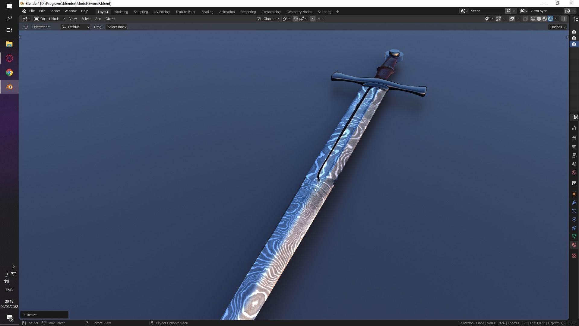 Low-poly damascus sword Low-poly 3D model_2