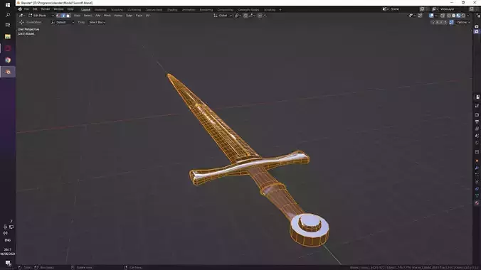 Low-poly damascus sword