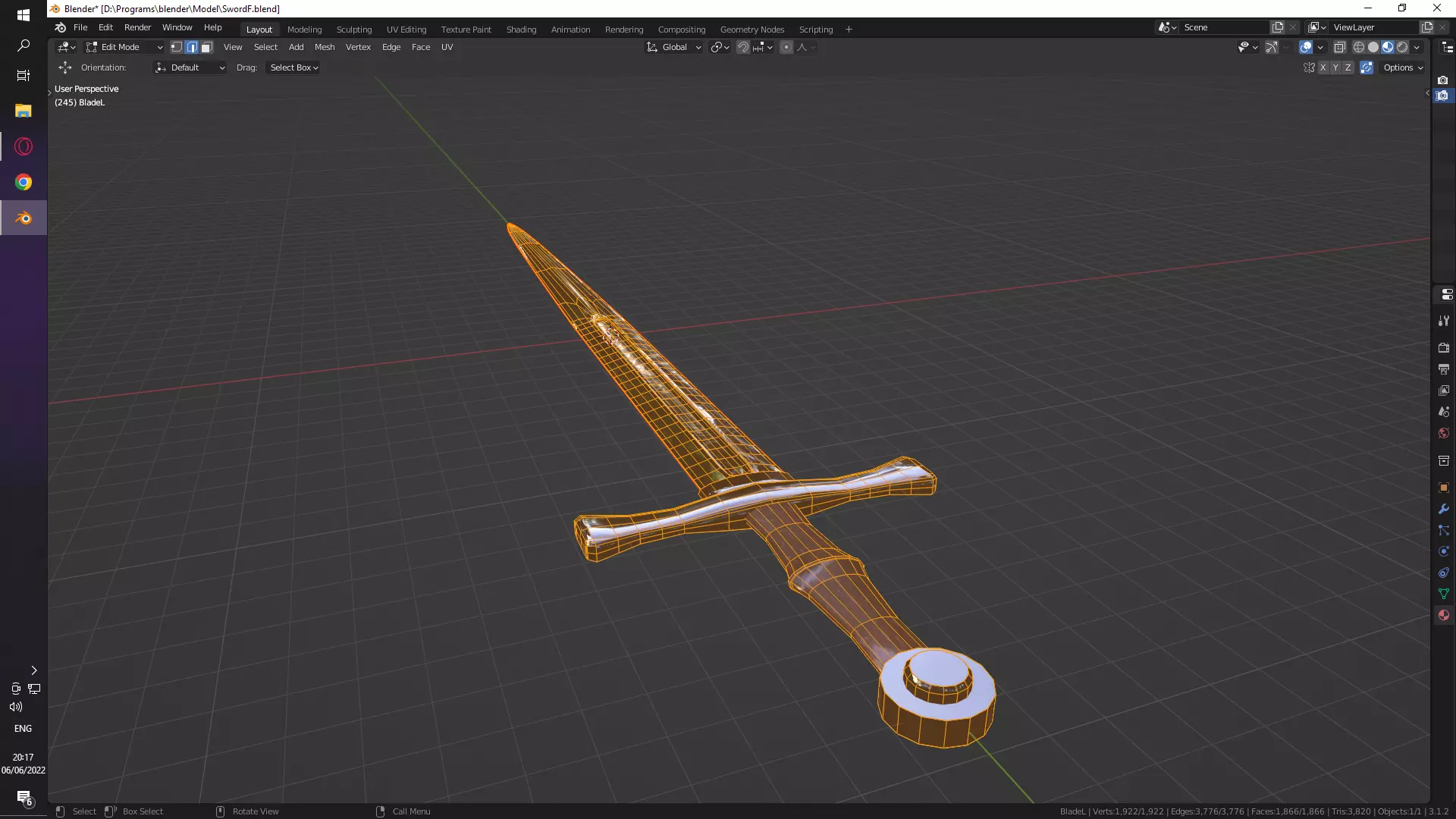 Low-poly damascus sword Low-poly 3D model_0