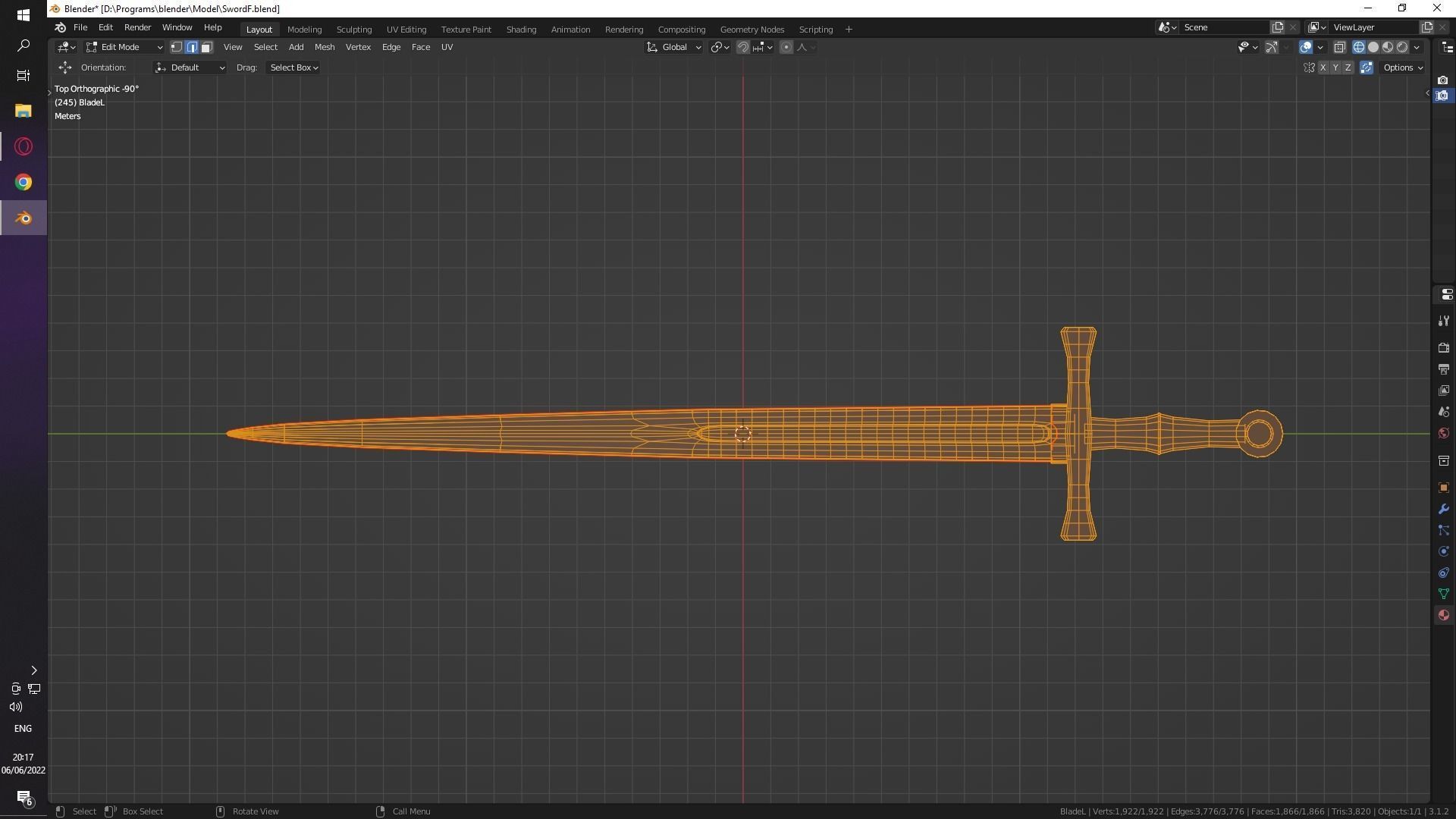 Low-poly damascus sword Low-poly 3D model_1