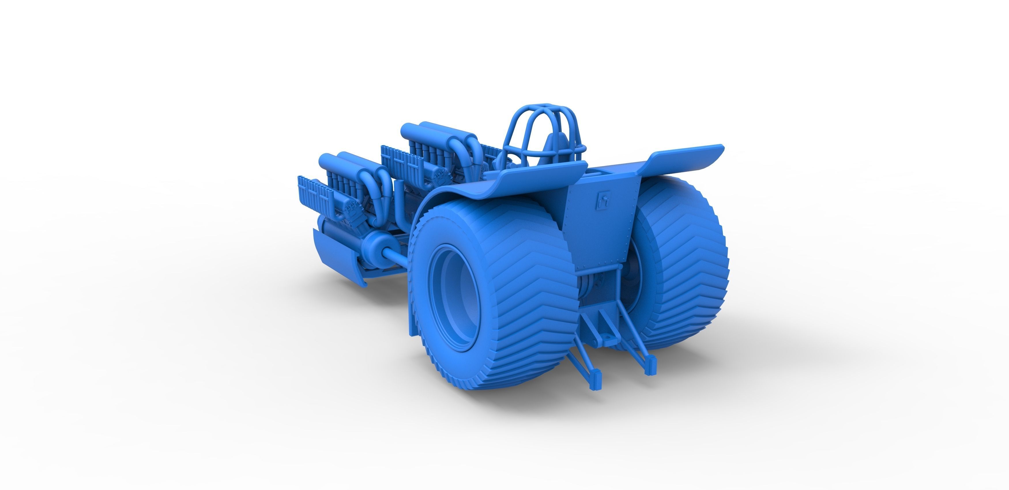 Pulling tractor with 3 engines V12 Scale 1 to 25 3D print model_24