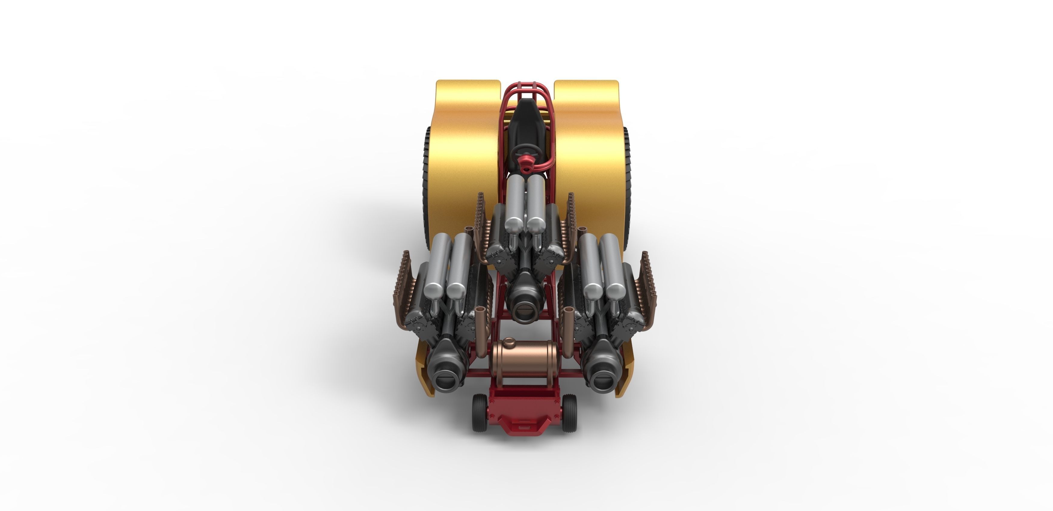 Pulling tractor with 3 engines V12 Scale 1 to 25 3D print model_5