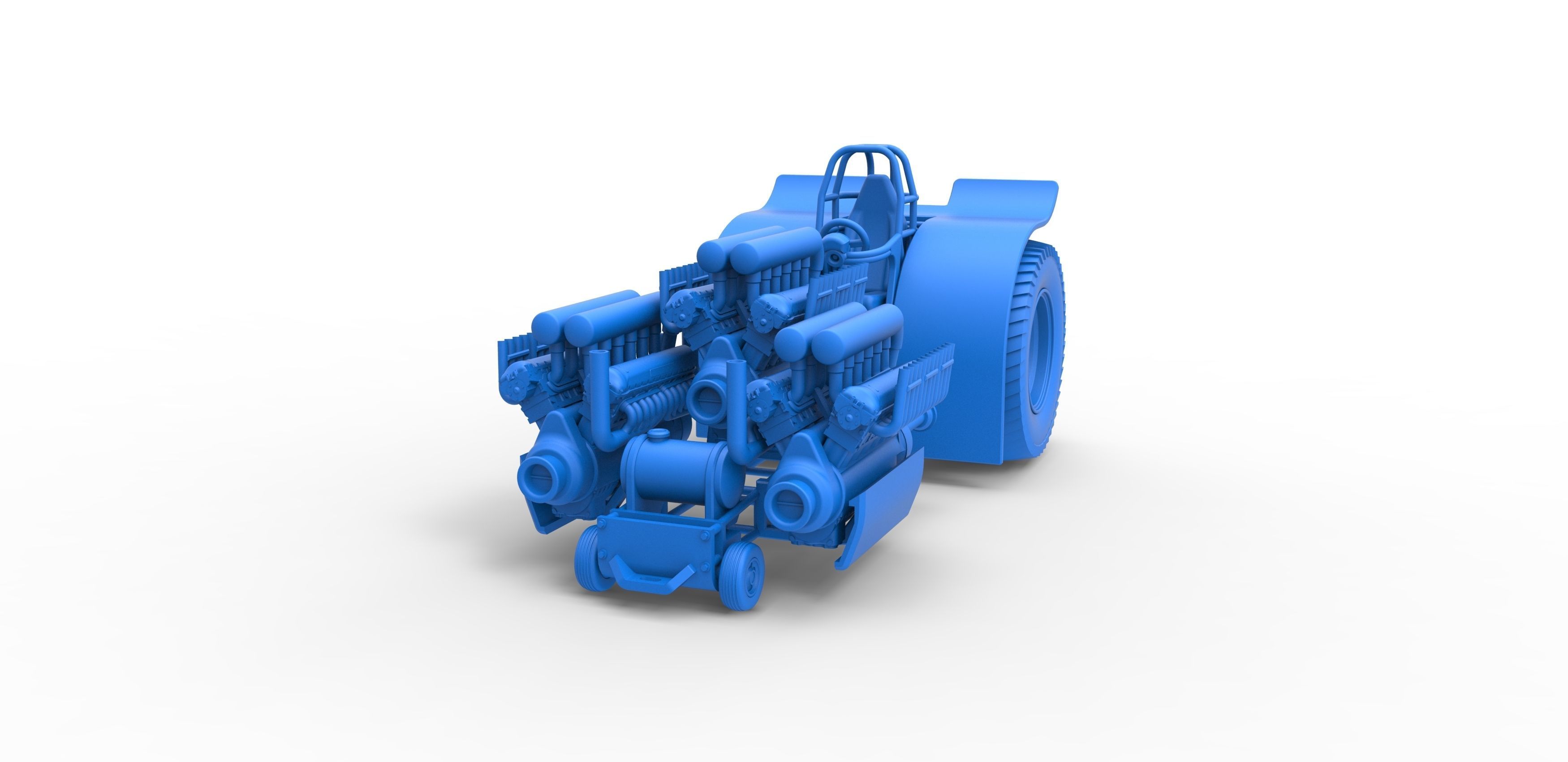 Pulling tractor with 3 engines V12 Scale 1 to 25 3D print model_16