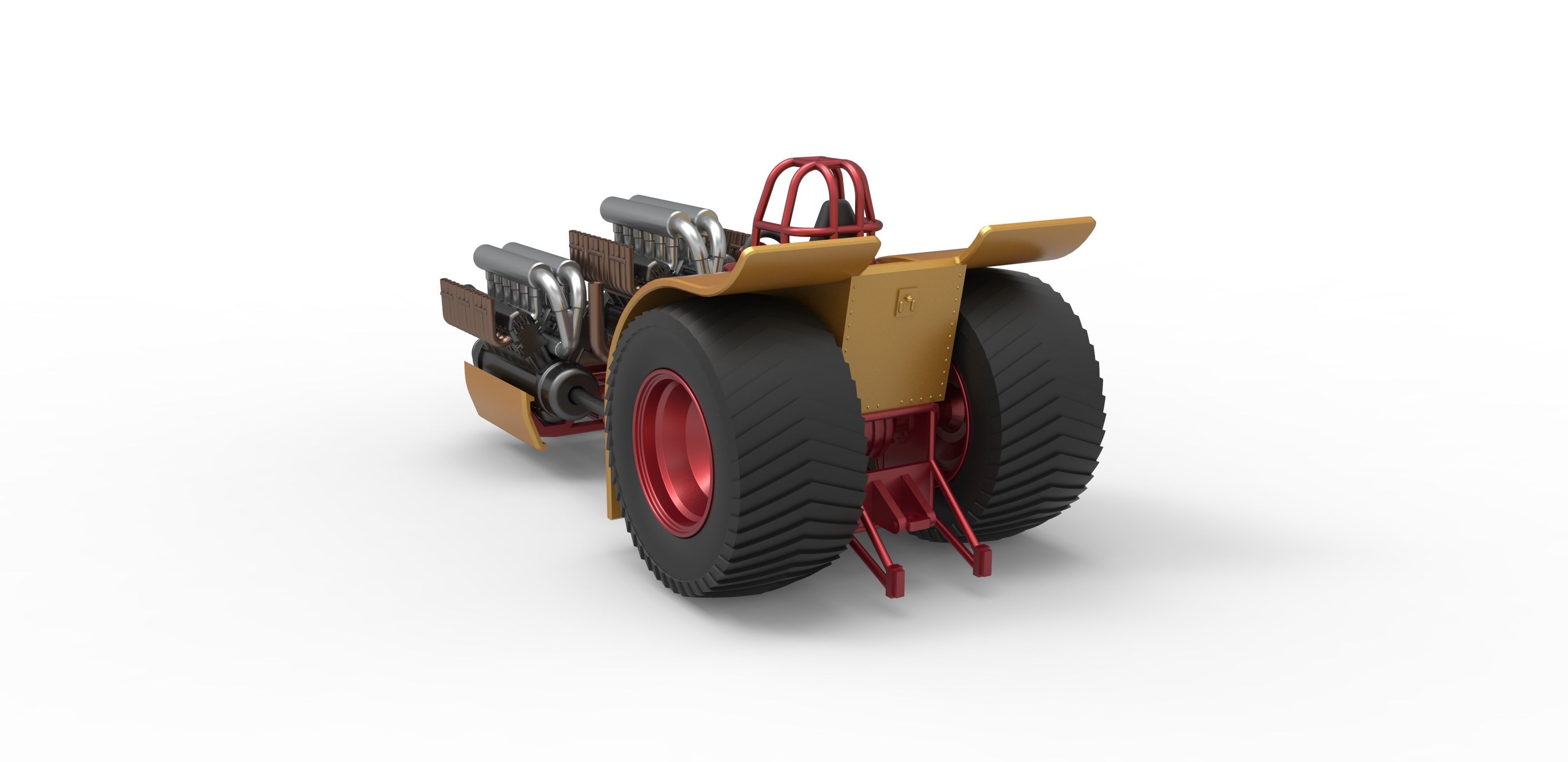Pulling tractor with 3 engines V12 Scale 1 to 25 3D print model_11
