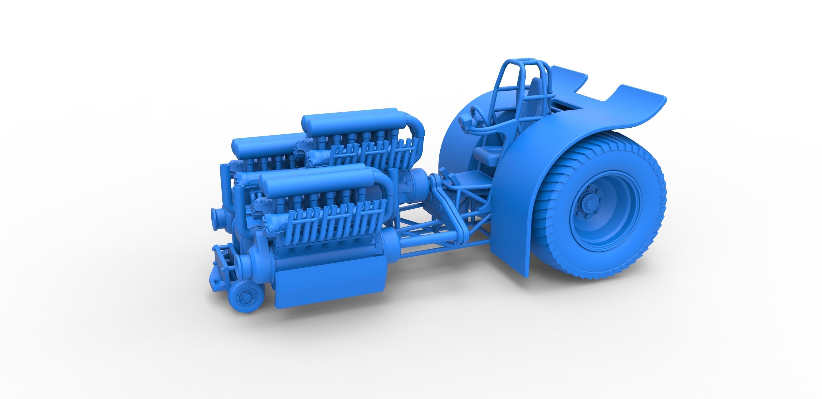 Pulling tractor with 3 engines V12 Scale 1 to 25 3D print model_14