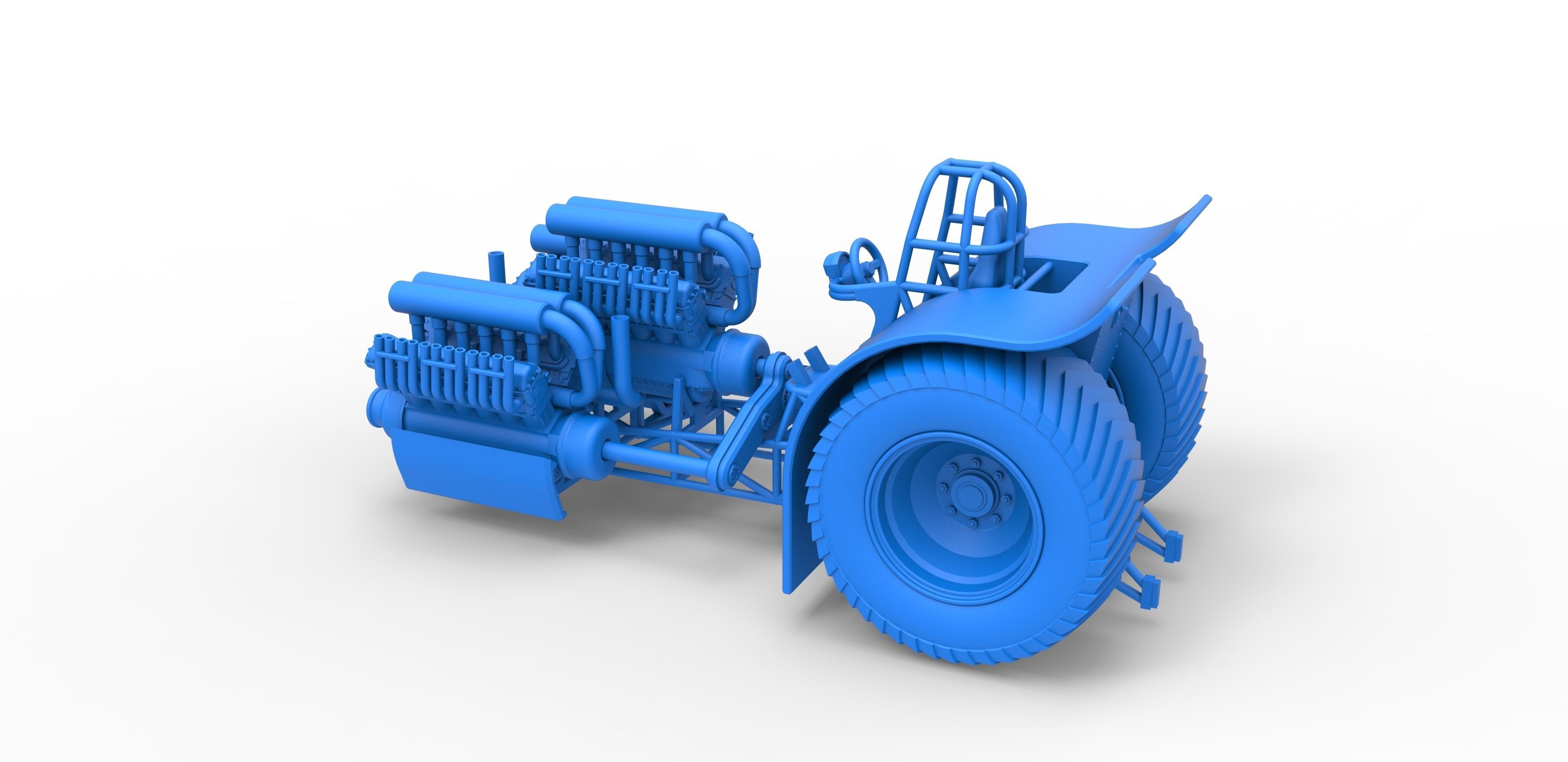 Pulling tractor with 3 engines V12 Scale 1 to 25 3D print model_23