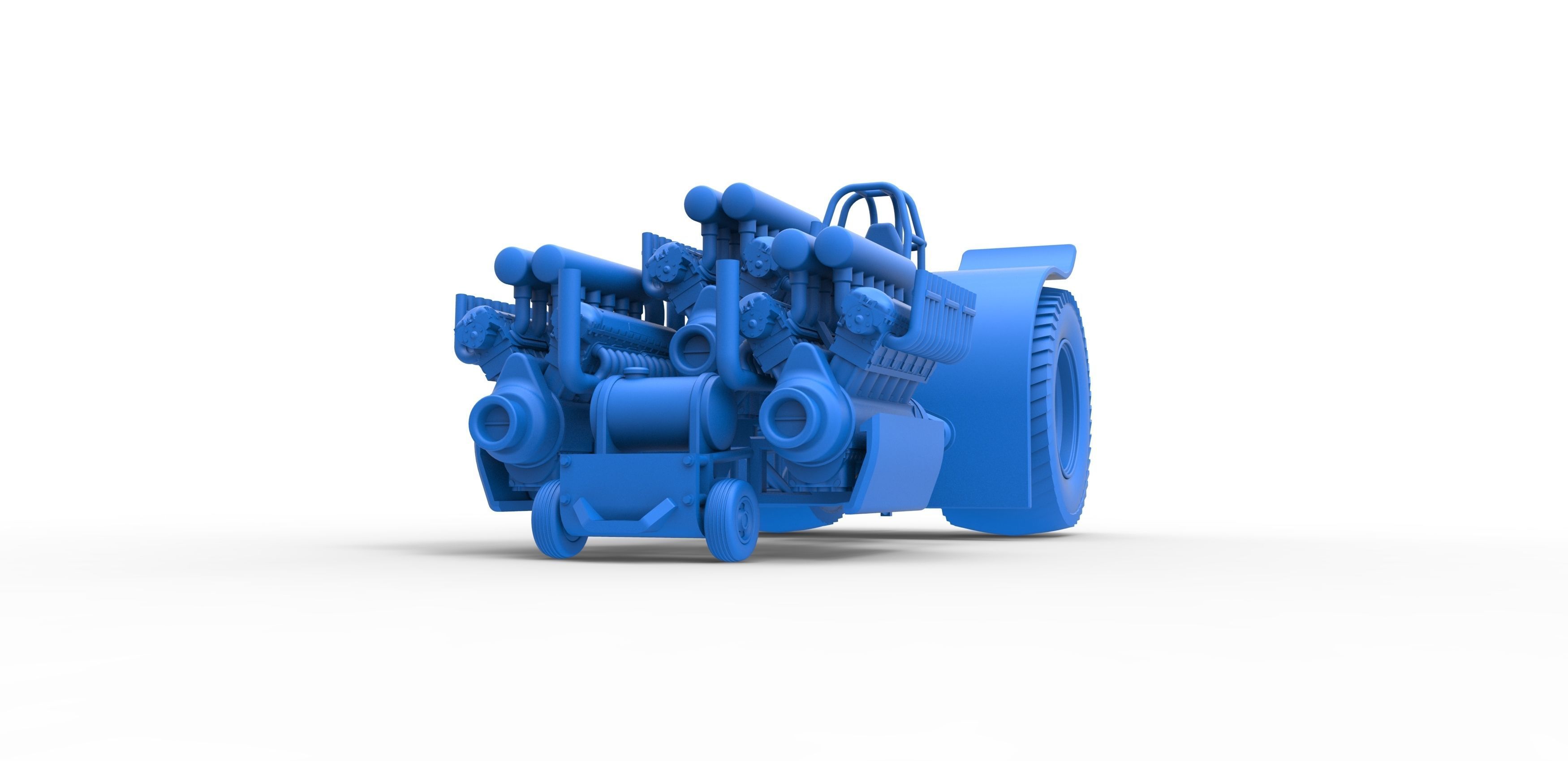 Pulling tractor with 3 engines V12 Scale 1 to 25 3D print model_17