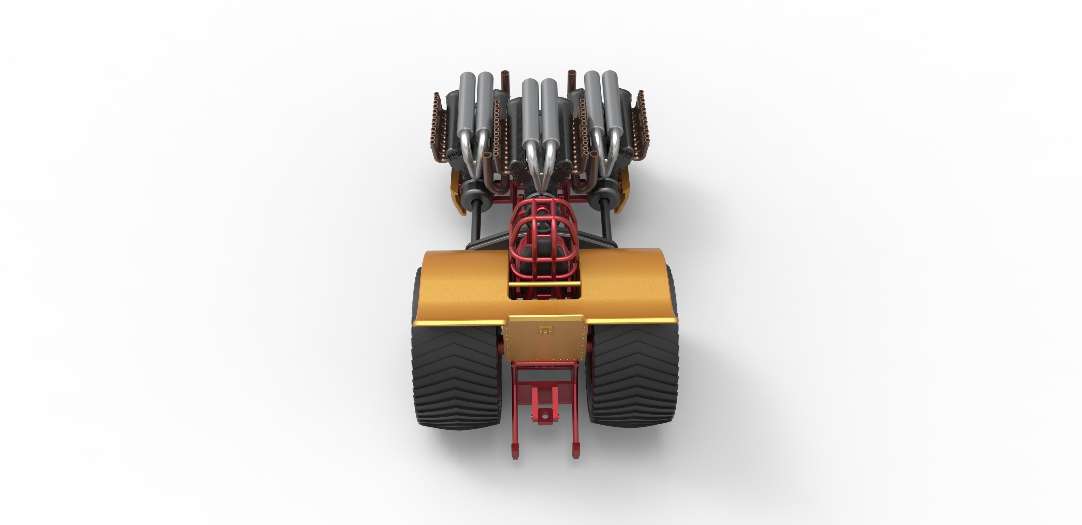 Pulling tractor with 3 engines V12 Scale 1 to 25 3D print model_12