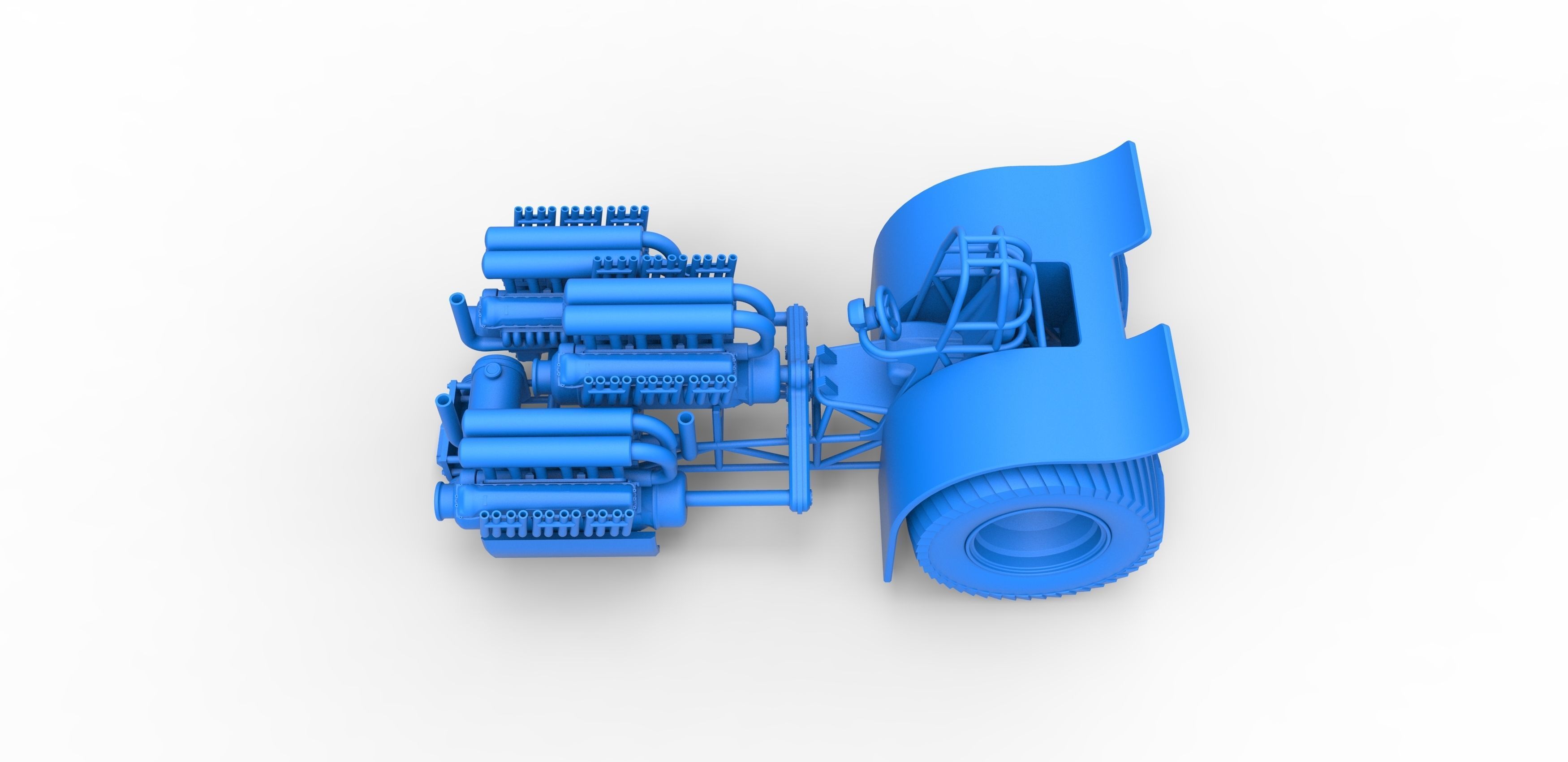Pulling tractor with 3 engines V12 Scale 1 to 25 3D print model_21