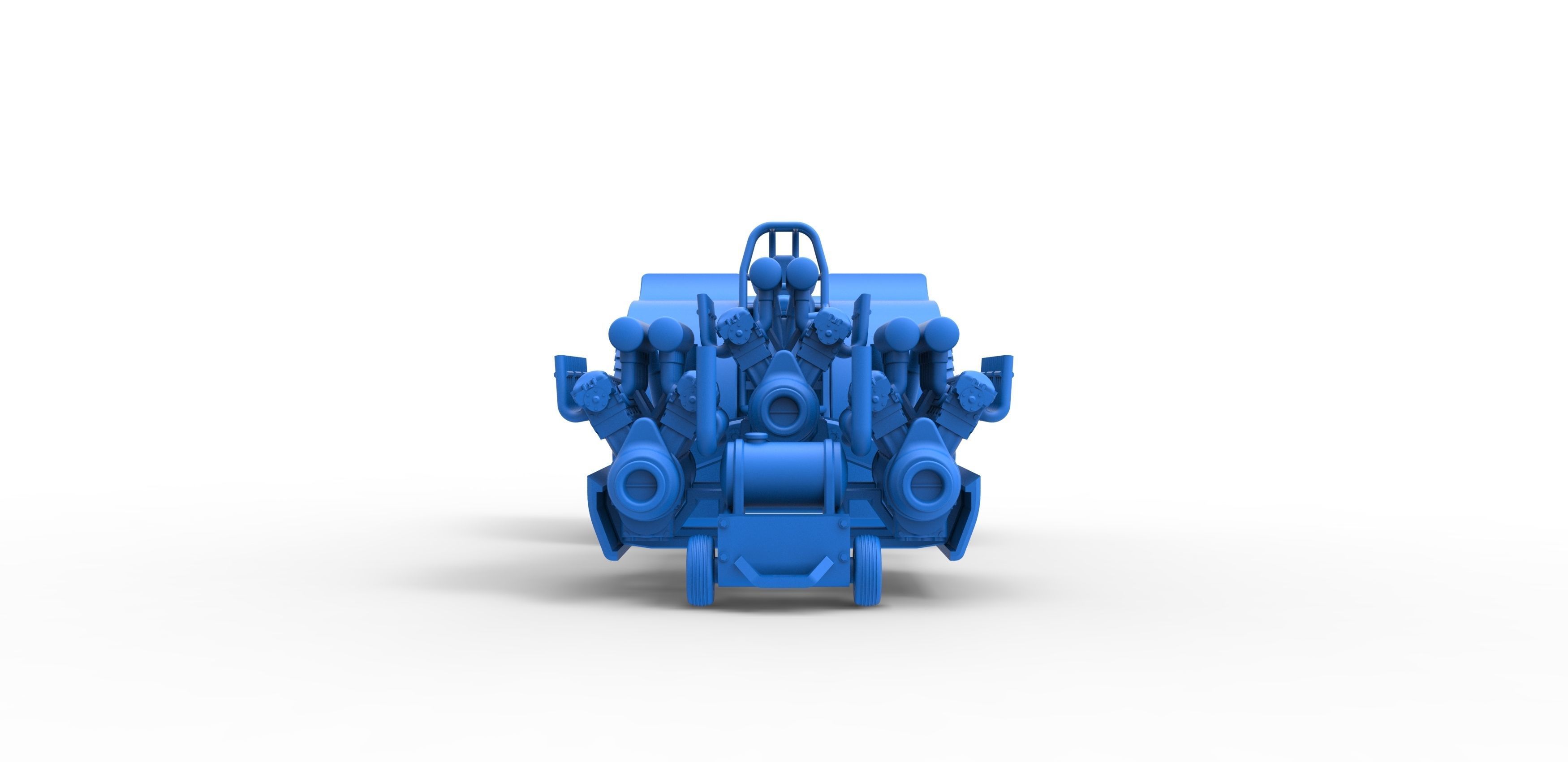 Pulling tractor with 3 engines V12 Scale 1 to 25 3D print model_19