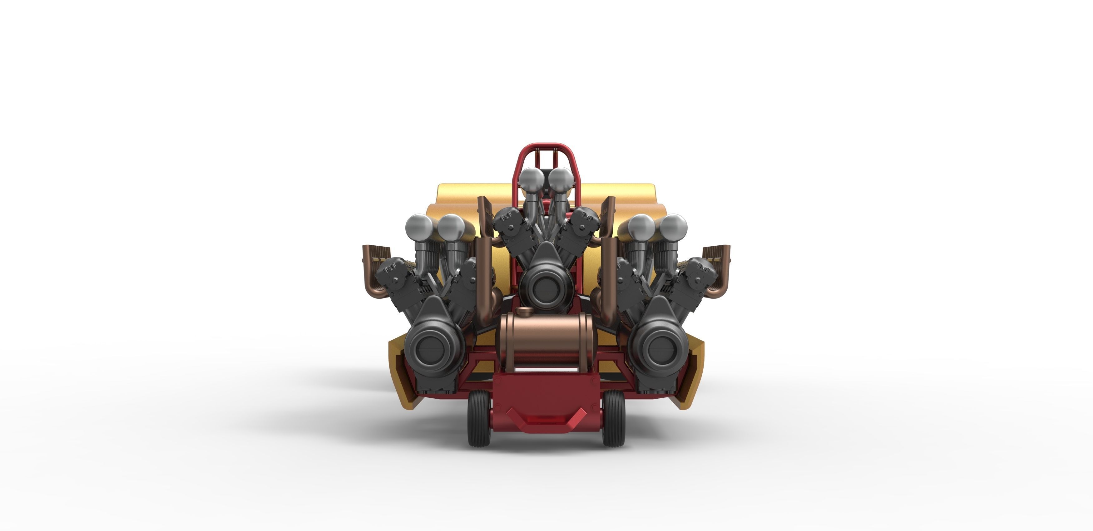 Pulling tractor with 3 engines V12 Scale 1 to 25 3D print model_6