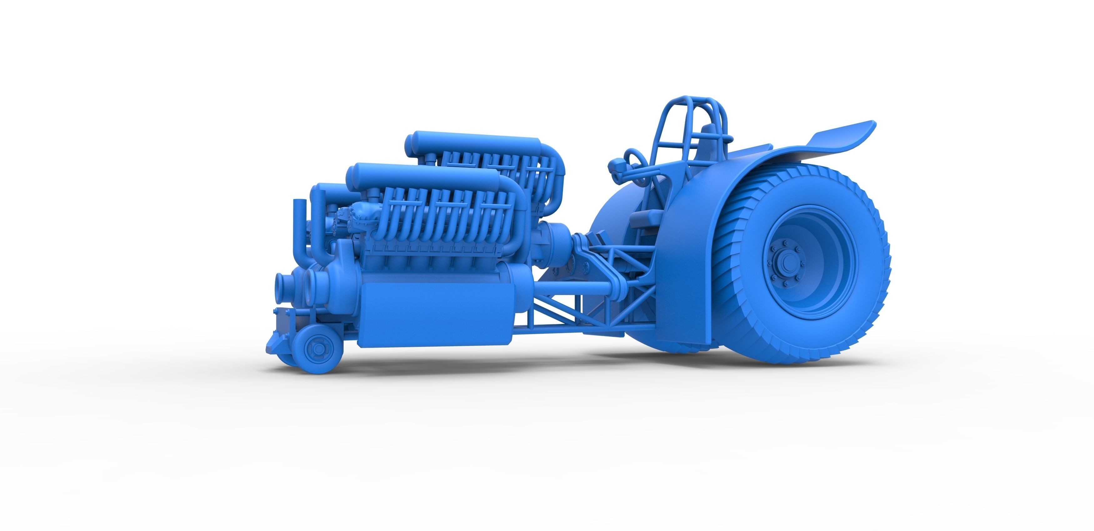Pulling tractor with 3 engines V12 Scale 1 to 25 3D print model_15