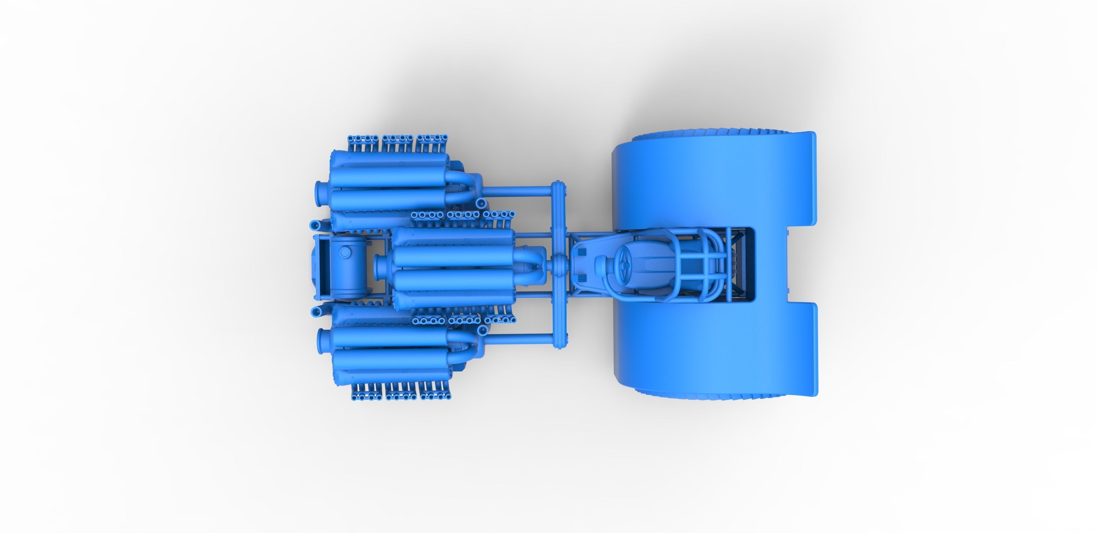 Pulling tractor with 3 engines V12 Scale 1 to 25 3D print model_22
