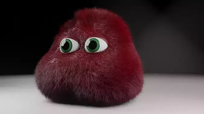 cute fluffy monster  Low-poly 3D model