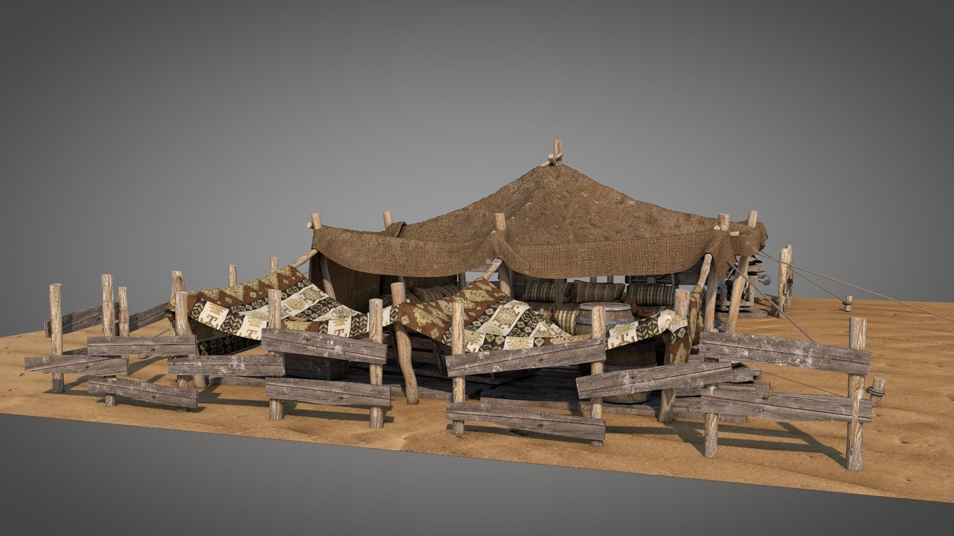 Bedouin Desert Tent v8 3D model_3