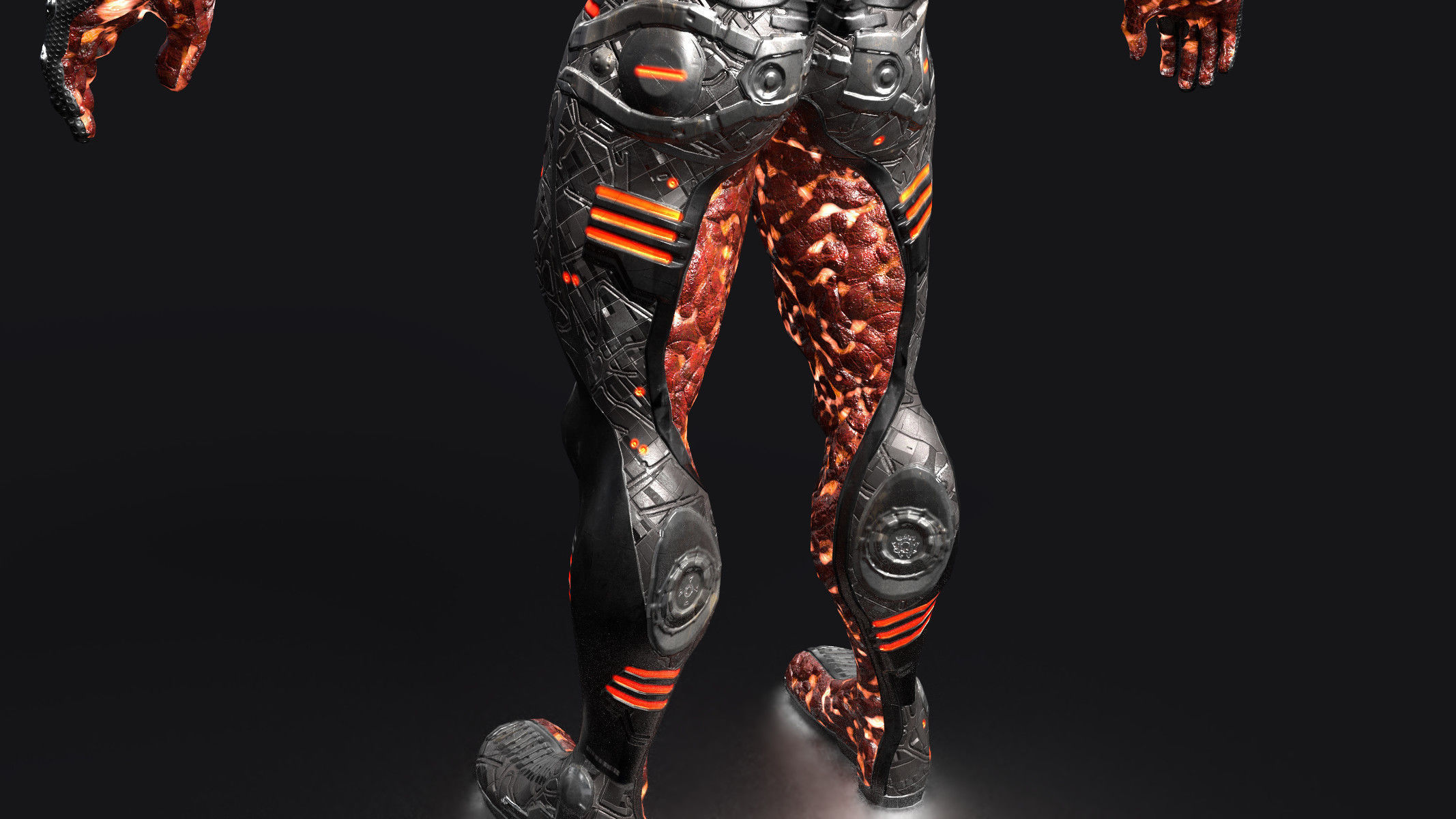 MechOrg Humanoid Cyborg Creature Rigged 3D Character Low-poly 3D model_9