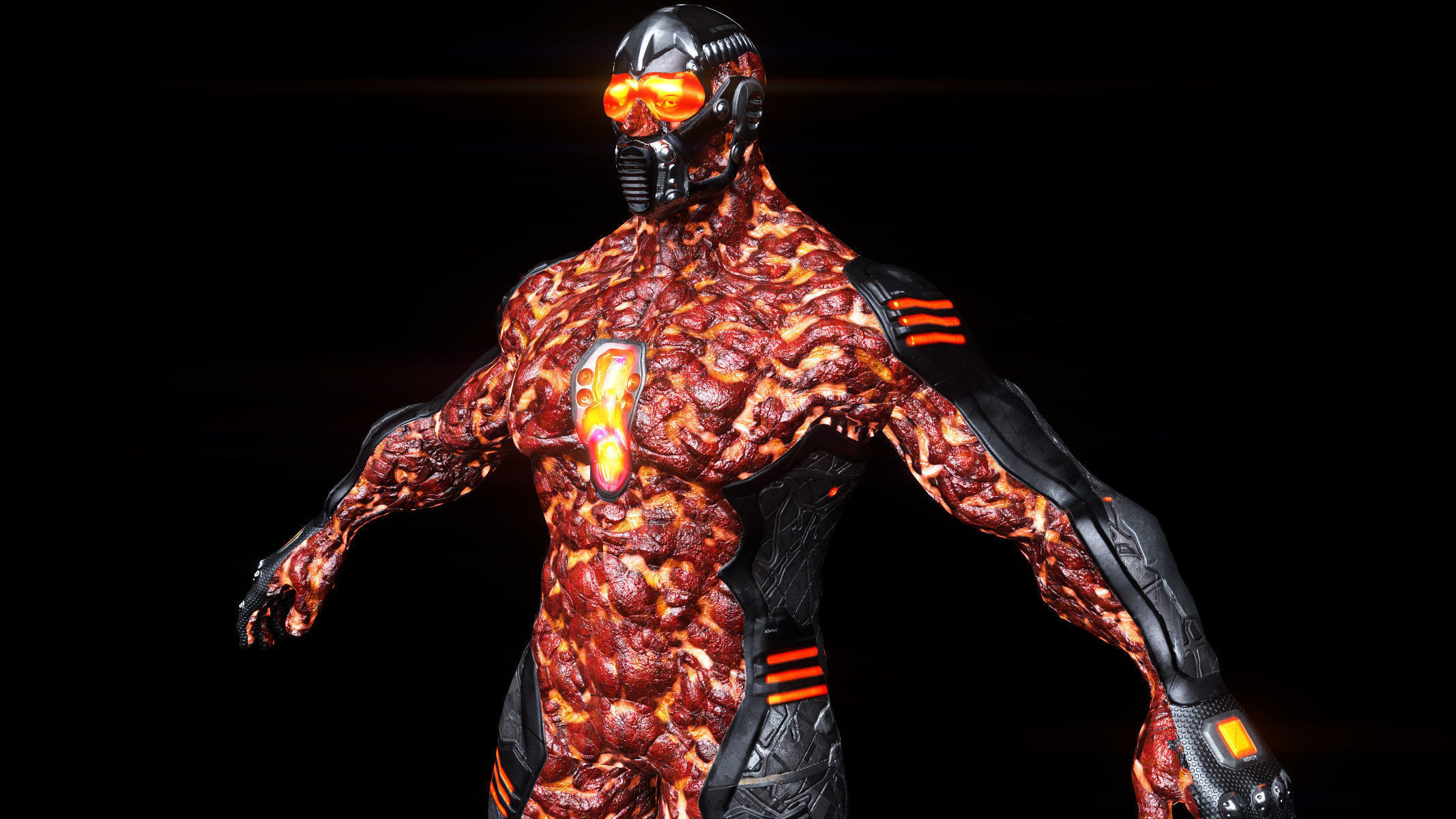 MechOrg Humanoid Cyborg Creature Rigged 3D Character Low-poly 3D model_2