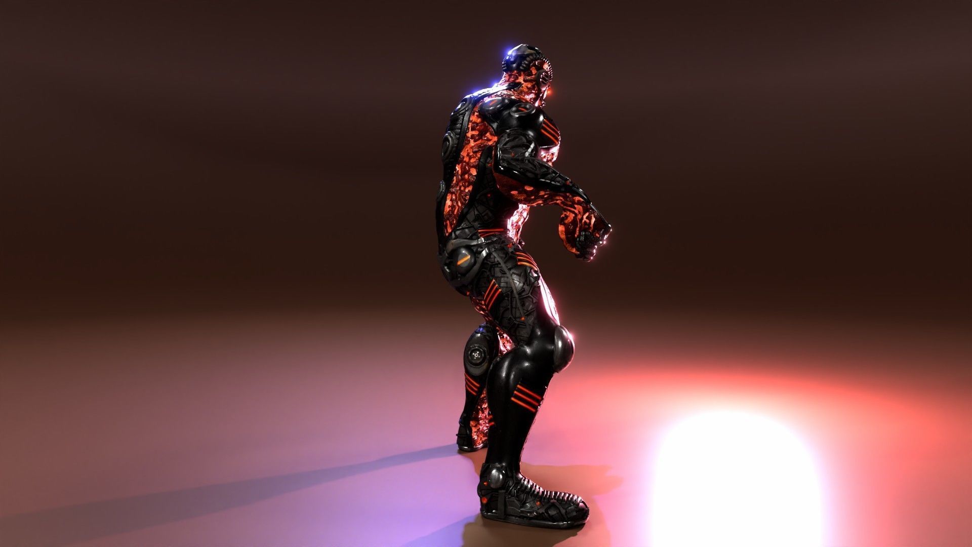 MechOrg Humanoid Cyborg Creature Rigged 3D Character Low-poly 3D model_33