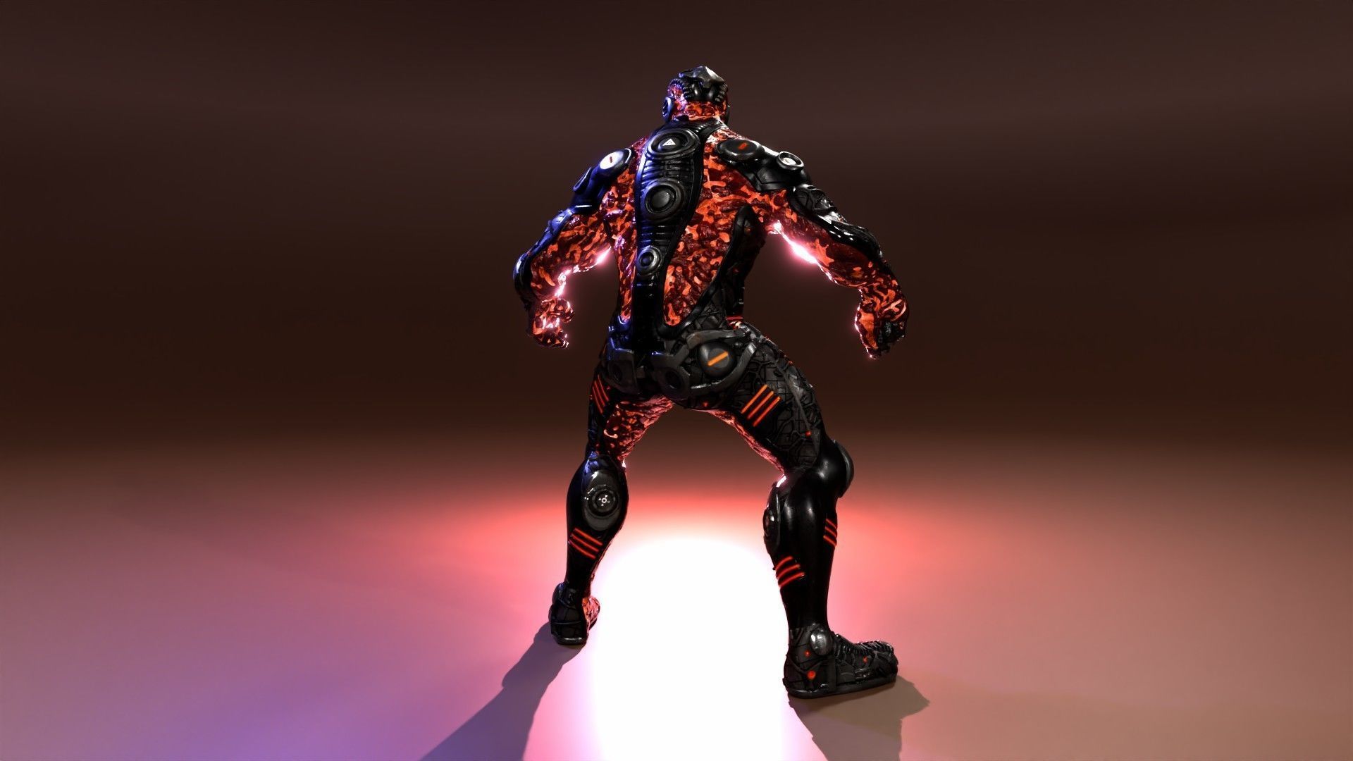 MechOrg Humanoid Cyborg Creature Rigged 3D Character Low-poly 3D model_29