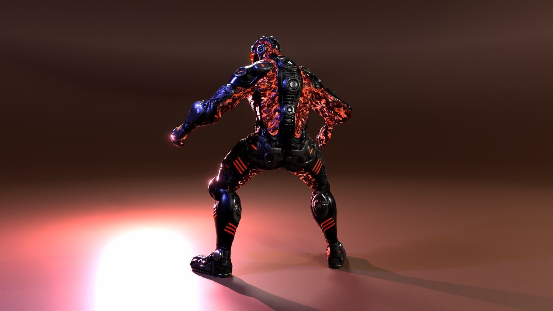 MechOrg Humanoid Cyborg Creature Rigged 3D Character Low-poly 3D model_32