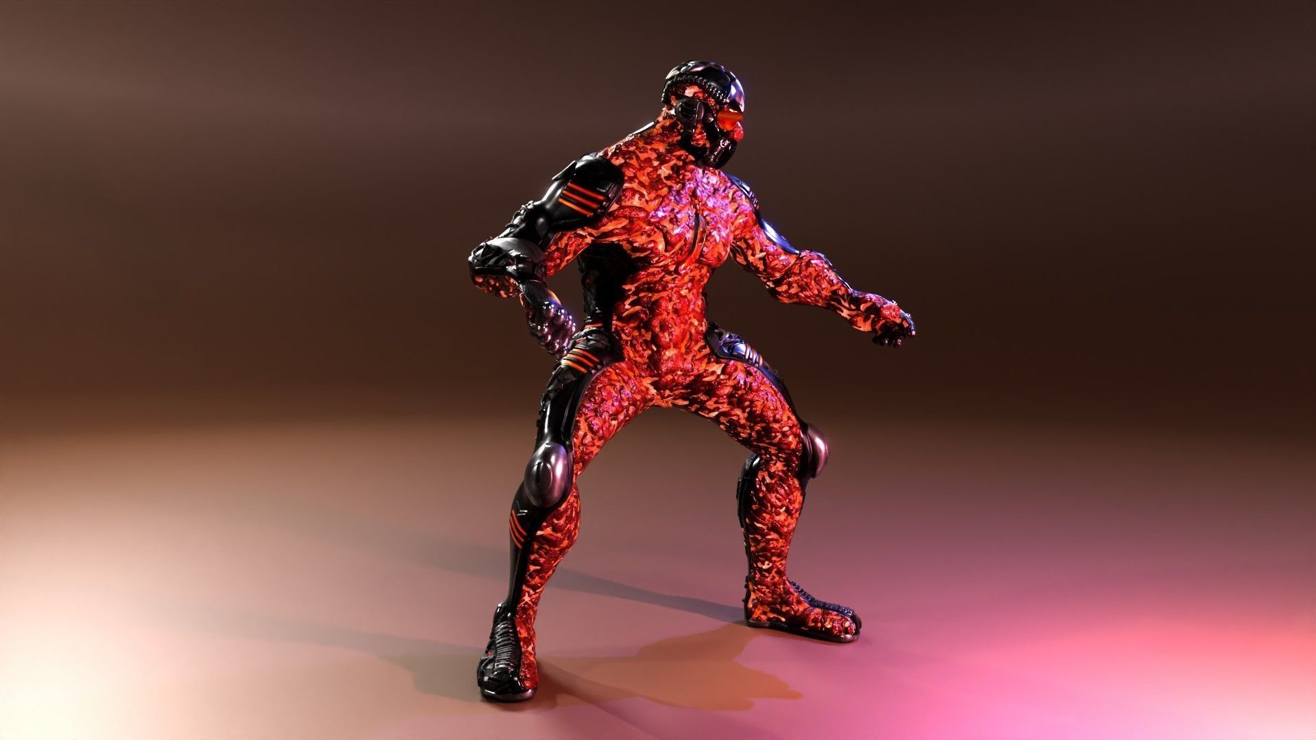 MechOrg Humanoid Cyborg Creature Rigged 3D Character Low-poly 3D model_20