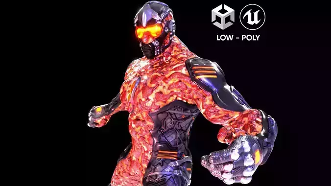MechOrg Humanoid Cyborg Creature Rigged 3D Character Low-poly 3D model