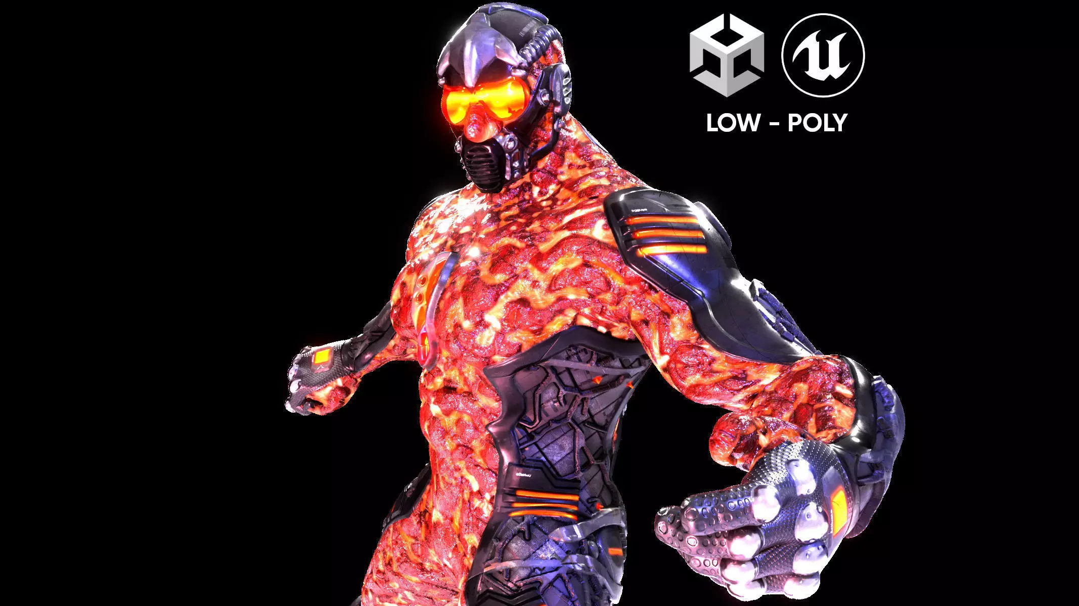 MechOrg Humanoid Cyborg Creature Rigged 3D Character Low-poly 3D model_0