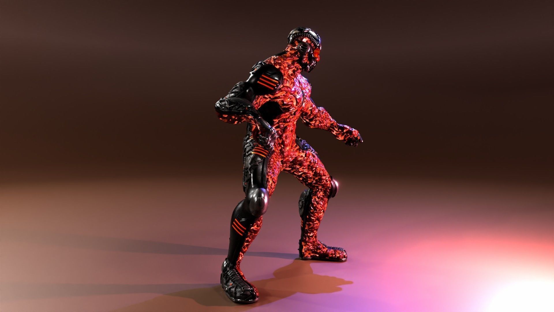MechOrg Humanoid Cyborg Creature Rigged 3D Character Low-poly 3D model_34