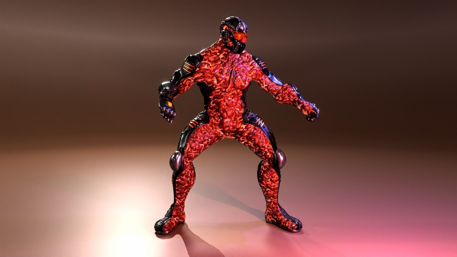 MechOrg Humanoid Cyborg Creature Rigged 3D Character Low-poly 3D model_21