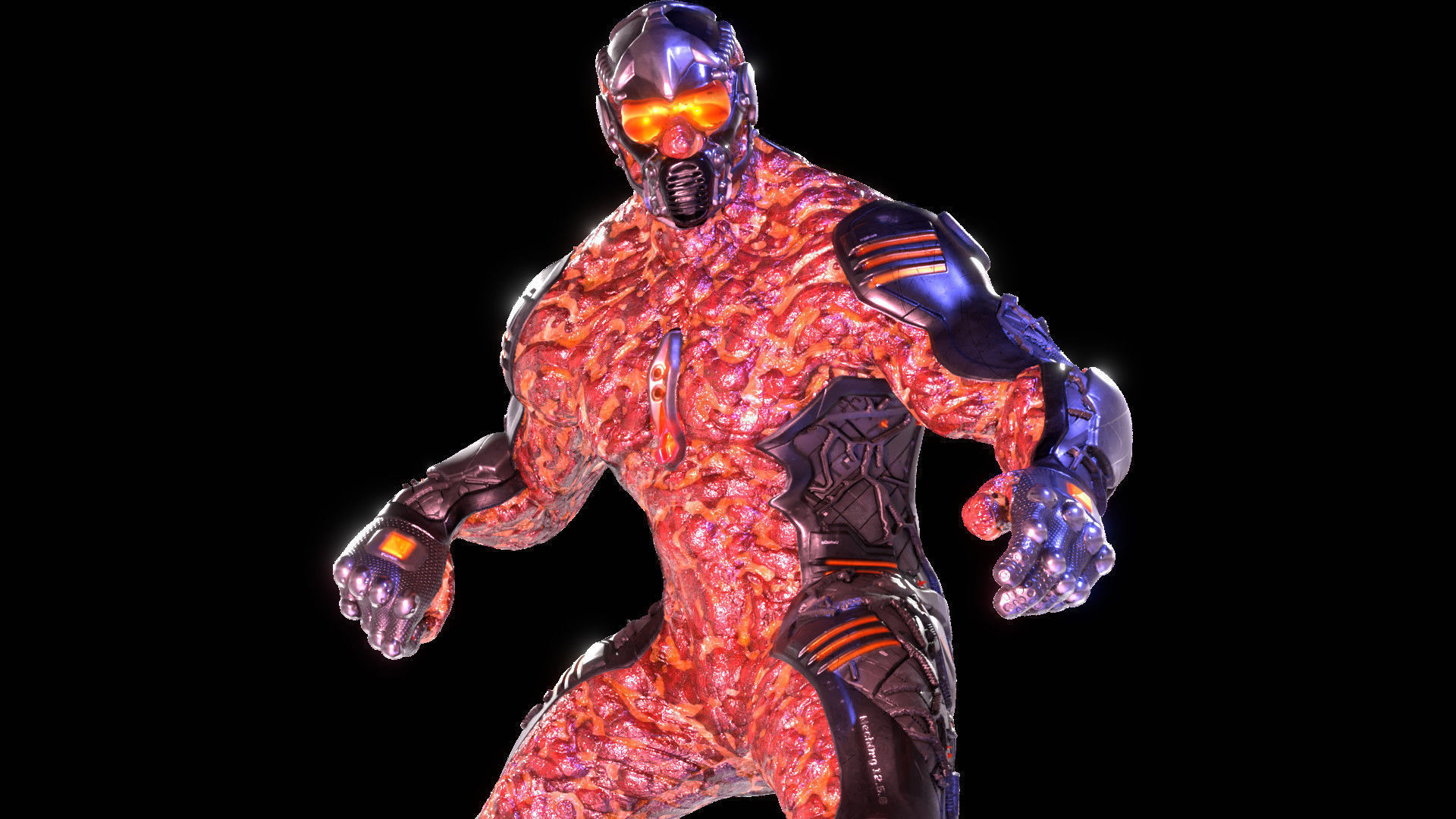 MechOrg Humanoid Cyborg Creature Rigged 3D Character Low-poly 3D model_5