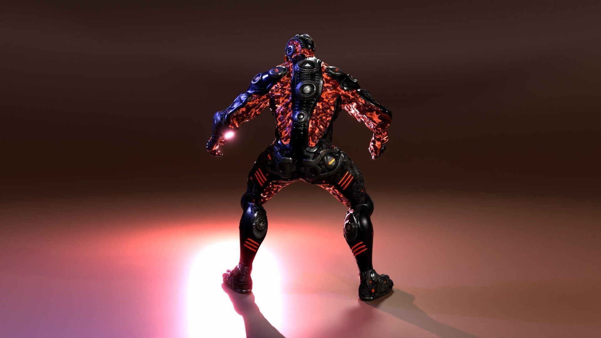 MechOrg Humanoid Cyborg Creature Rigged 3D Character Low-poly 3D model_27
