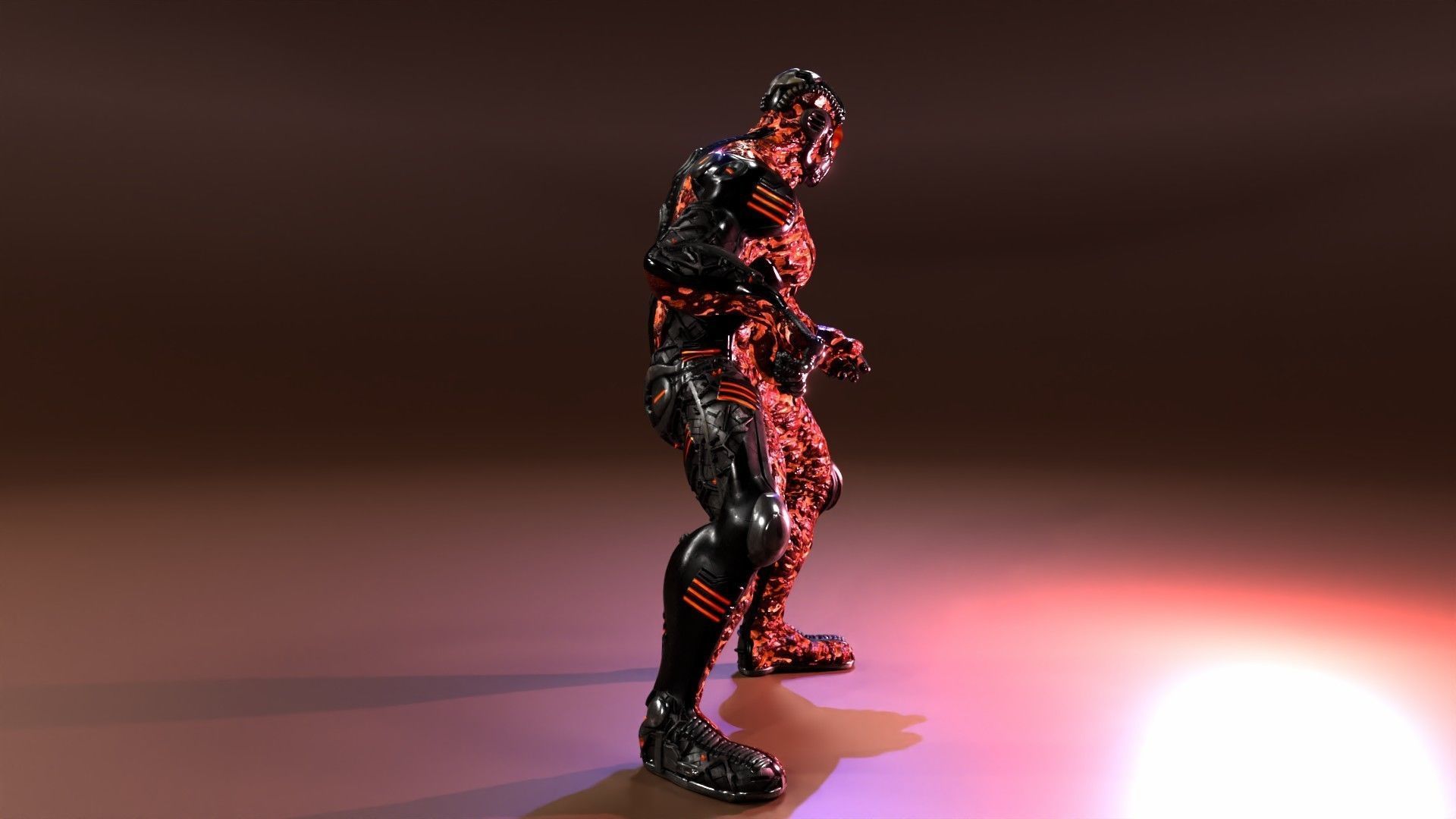 MechOrg Humanoid Cyborg Creature Rigged 3D Character Low-poly 3D model_31