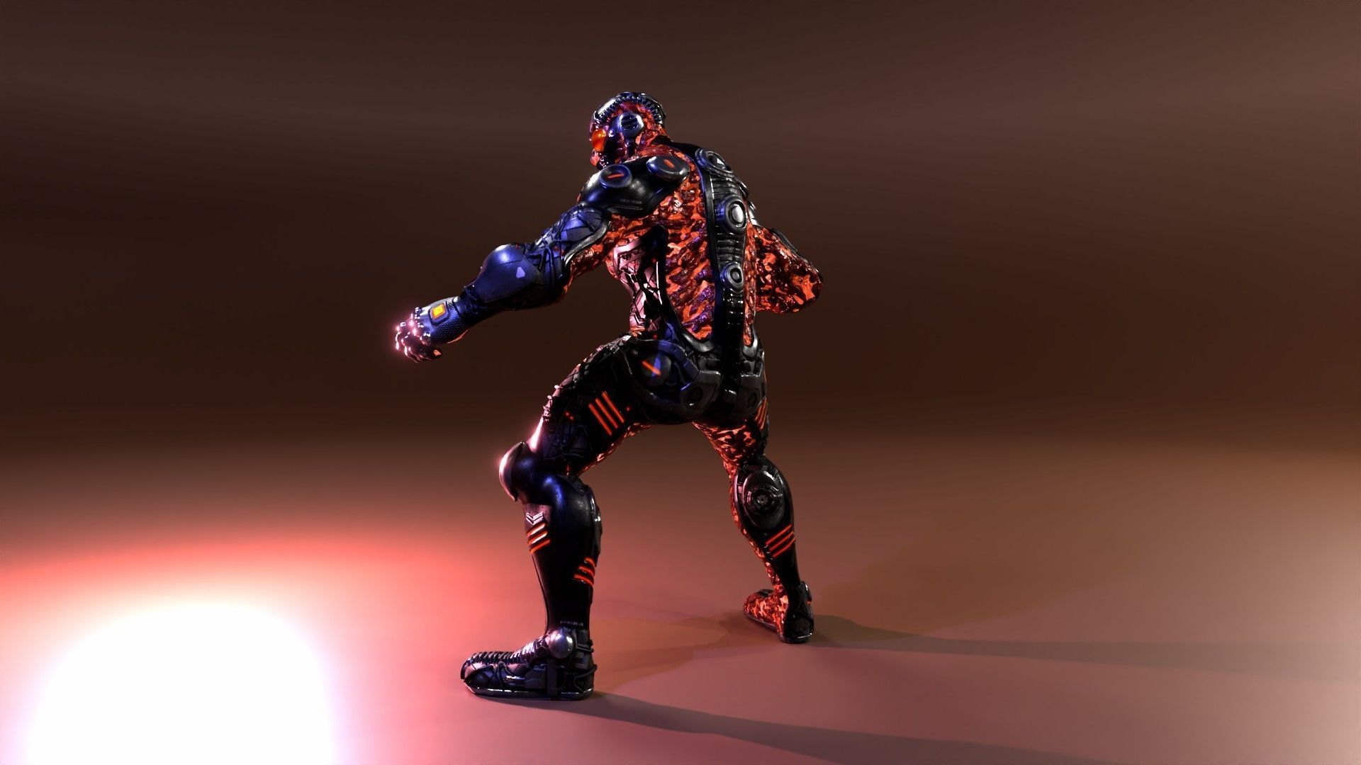 MechOrg Humanoid Cyborg Creature Rigged 3D Character Low-poly 3D model_28