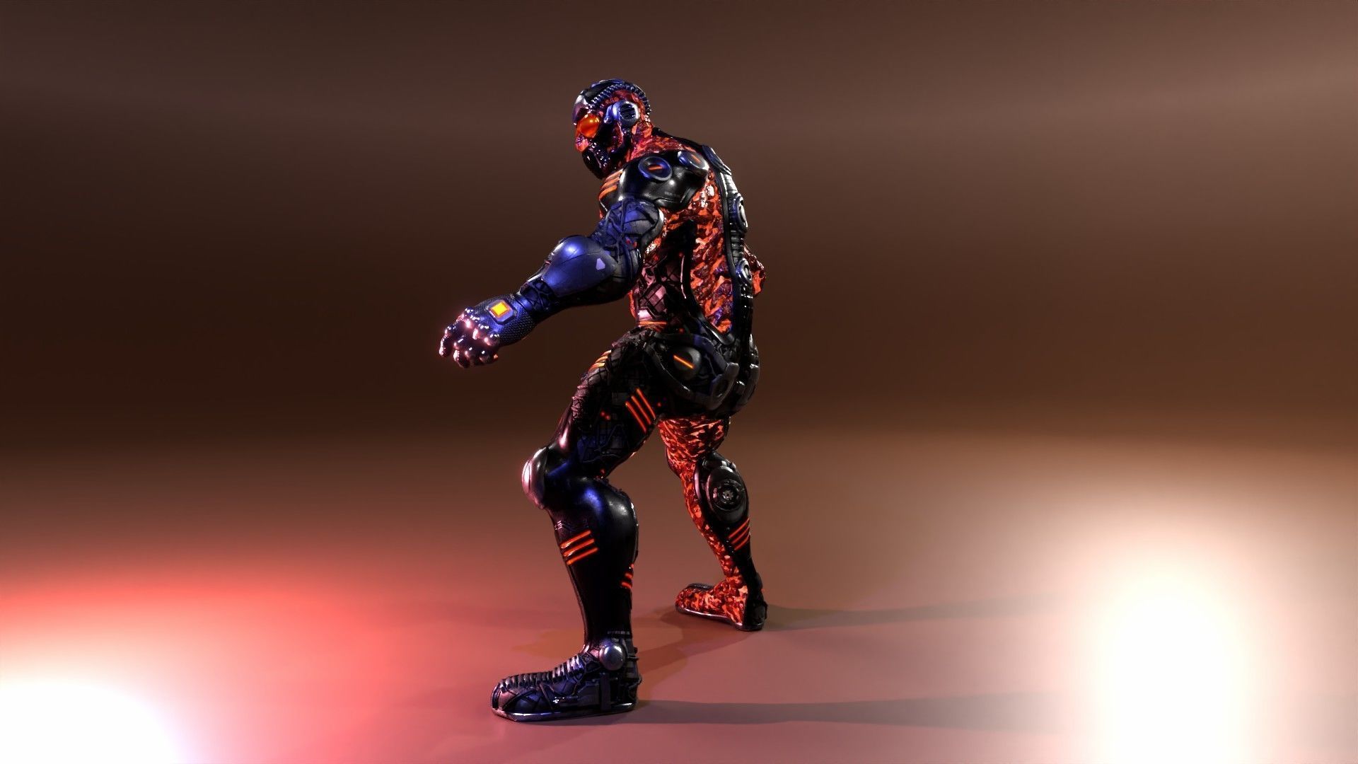 MechOrg Humanoid Cyborg Creature Rigged 3D Character Low-poly 3D model_24