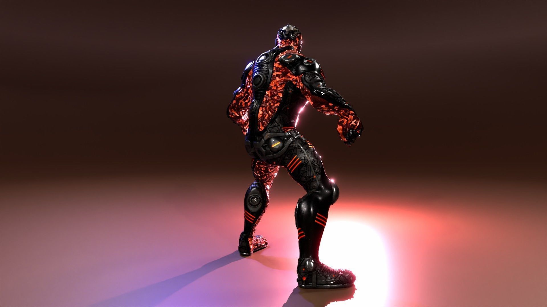 MechOrg Humanoid Cyborg Creature Rigged 3D Character Low-poly 3D model_30