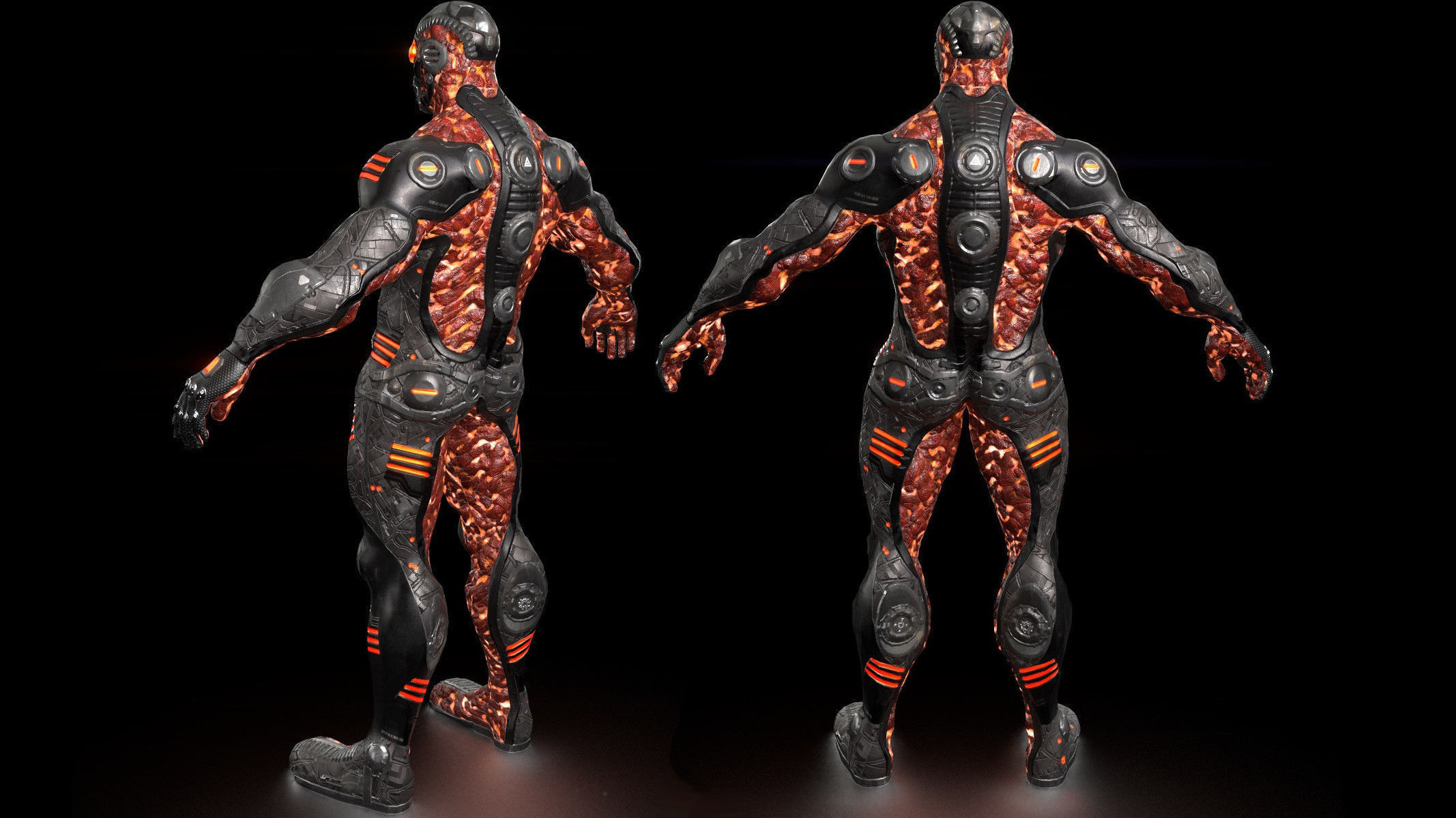 MechOrg Humanoid Cyborg Creature Rigged 3D Character Low-poly 3D model_12