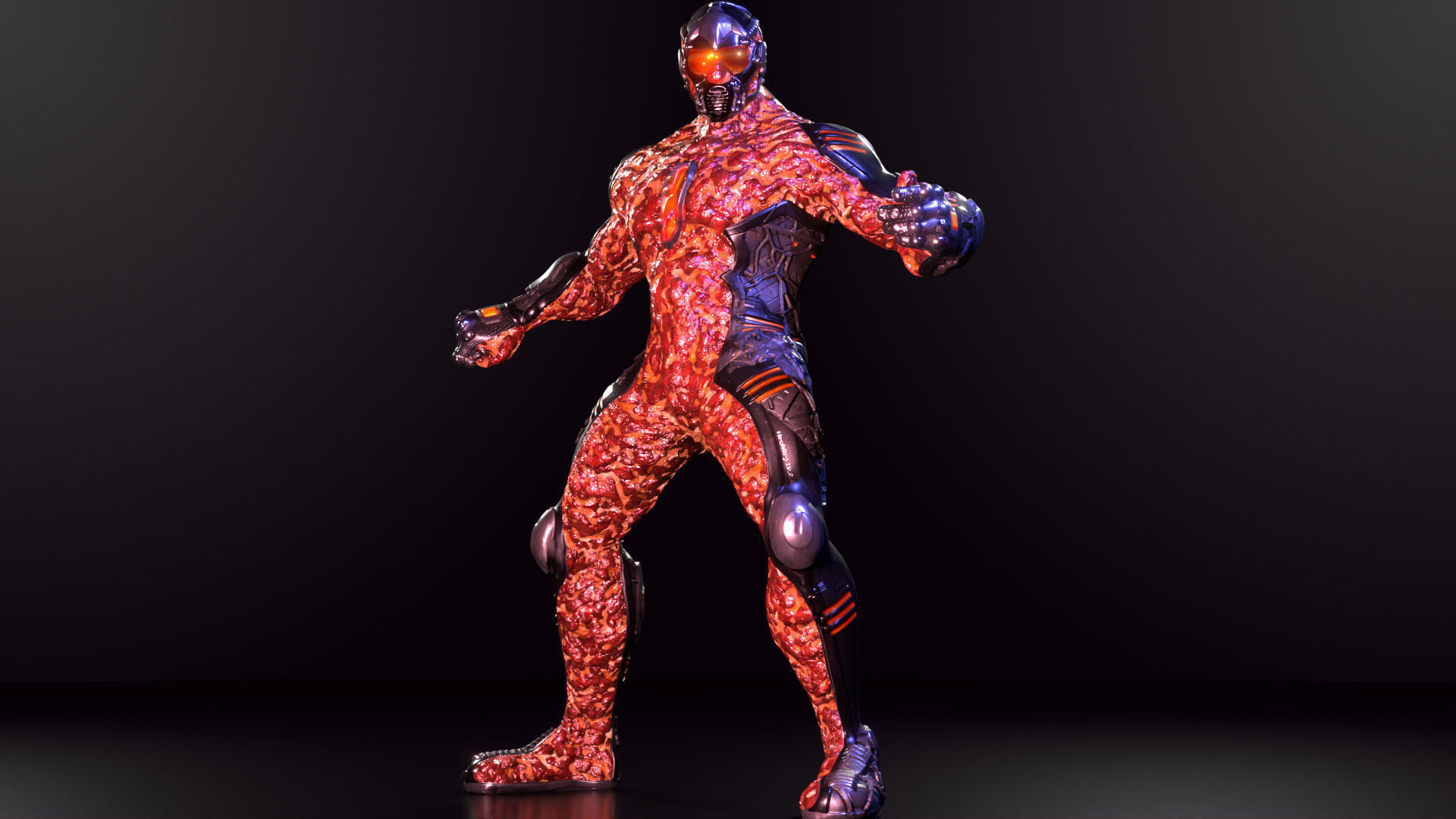MechOrg Humanoid Cyborg Creature Rigged 3D Character Low-poly 3D model_10