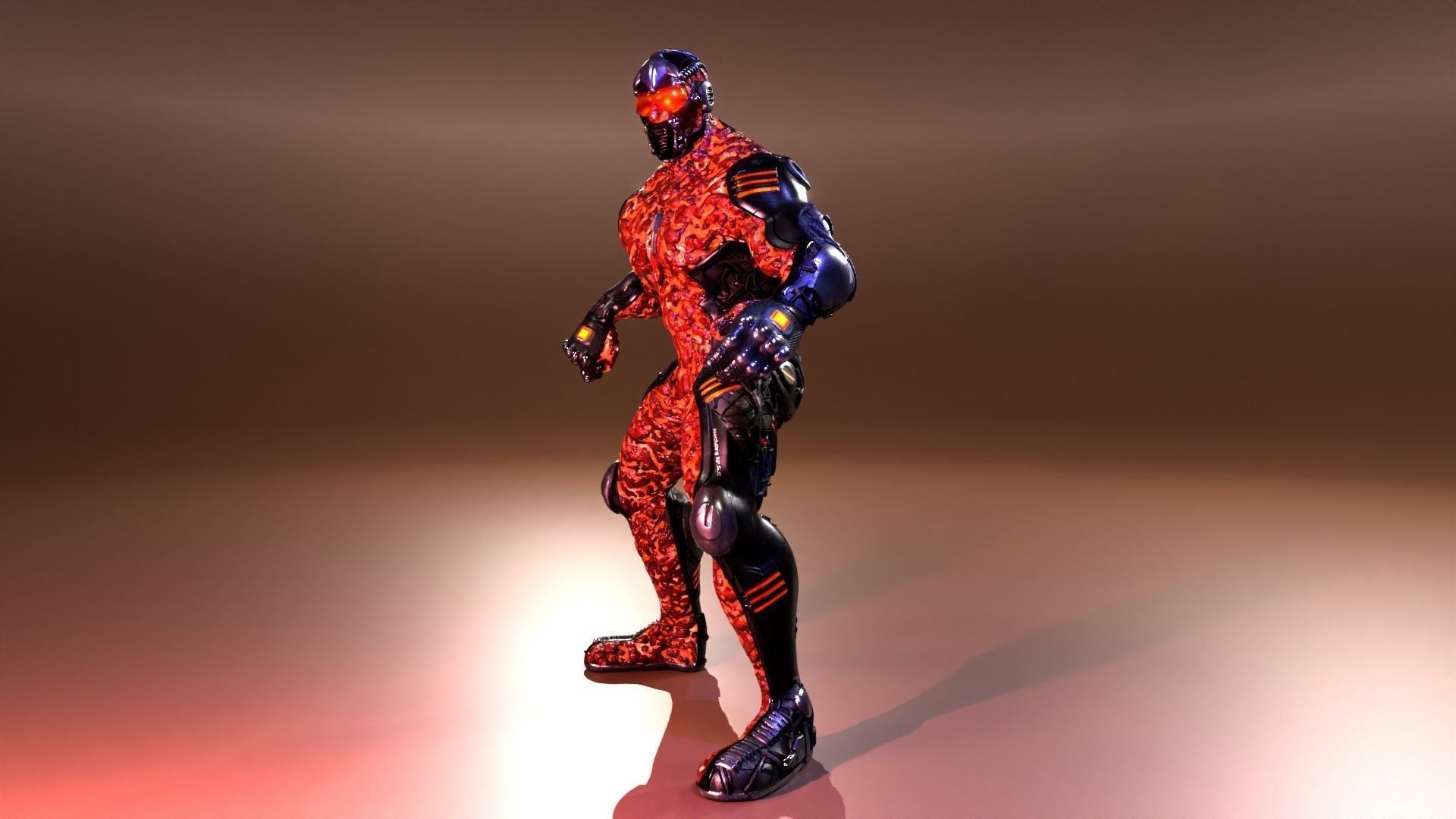 MechOrg Humanoid Cyborg Creature Rigged 3D Character Low-poly 3D model_23