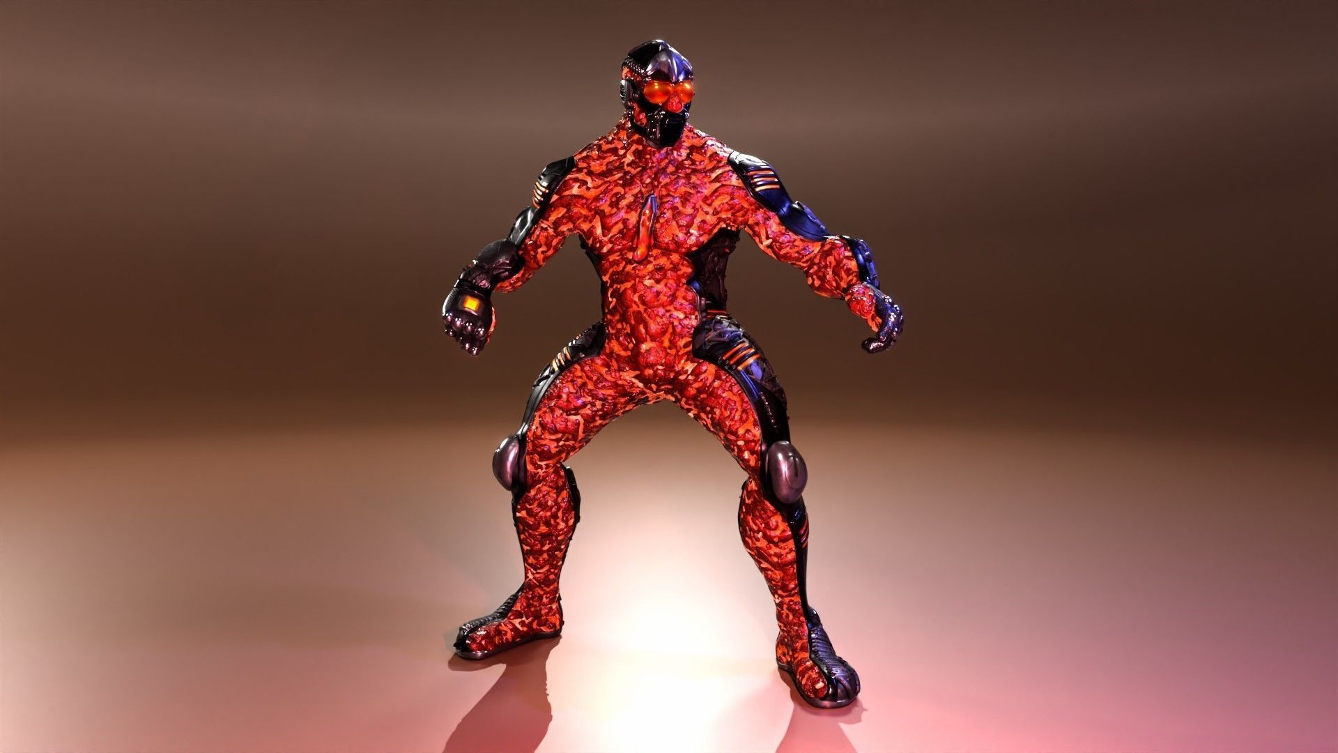 MechOrg Humanoid Cyborg Creature Rigged 3D Character Low-poly 3D model_25