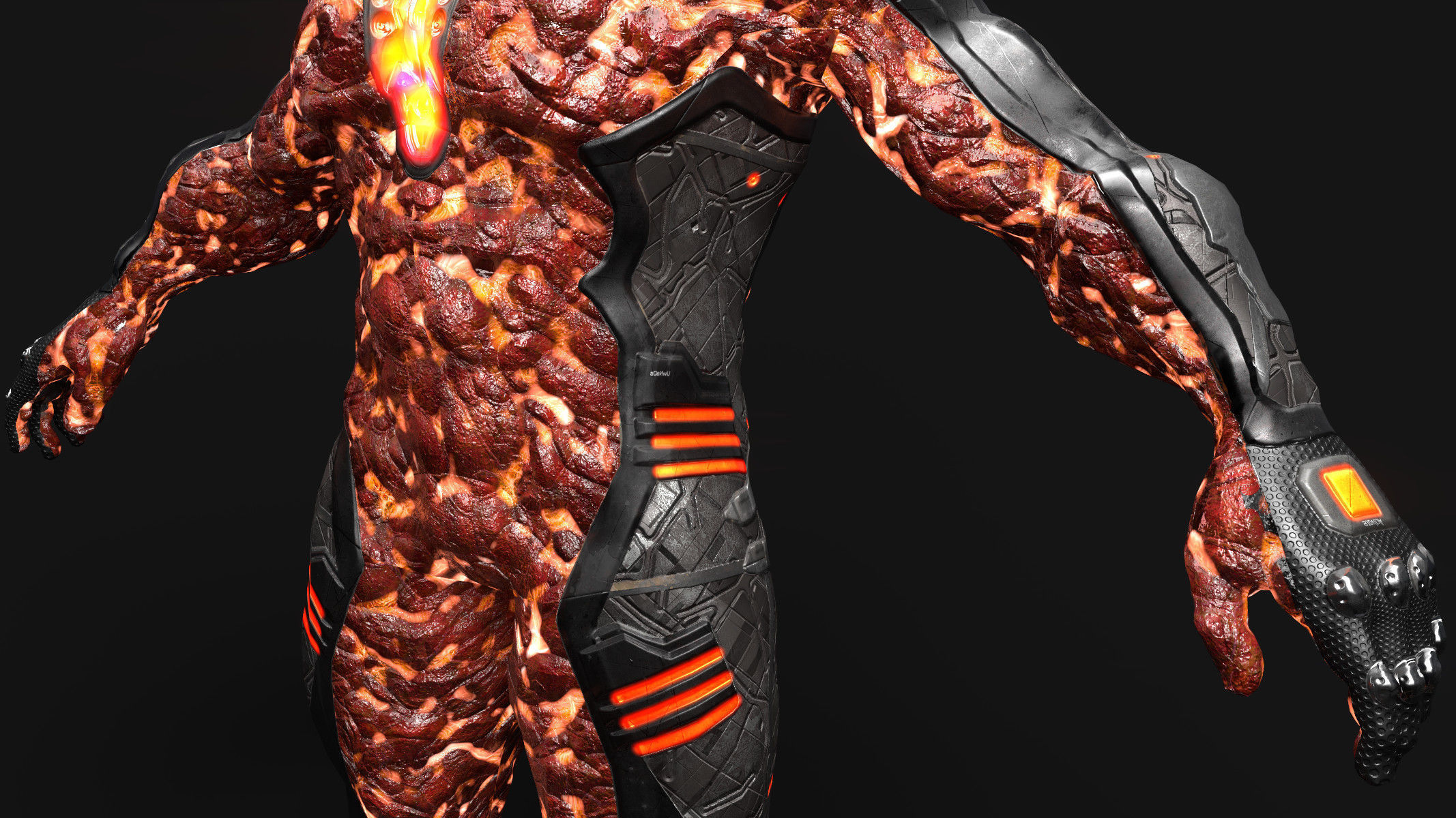 MechOrg Humanoid Cyborg Creature Rigged 3D Character Low-poly 3D model_4