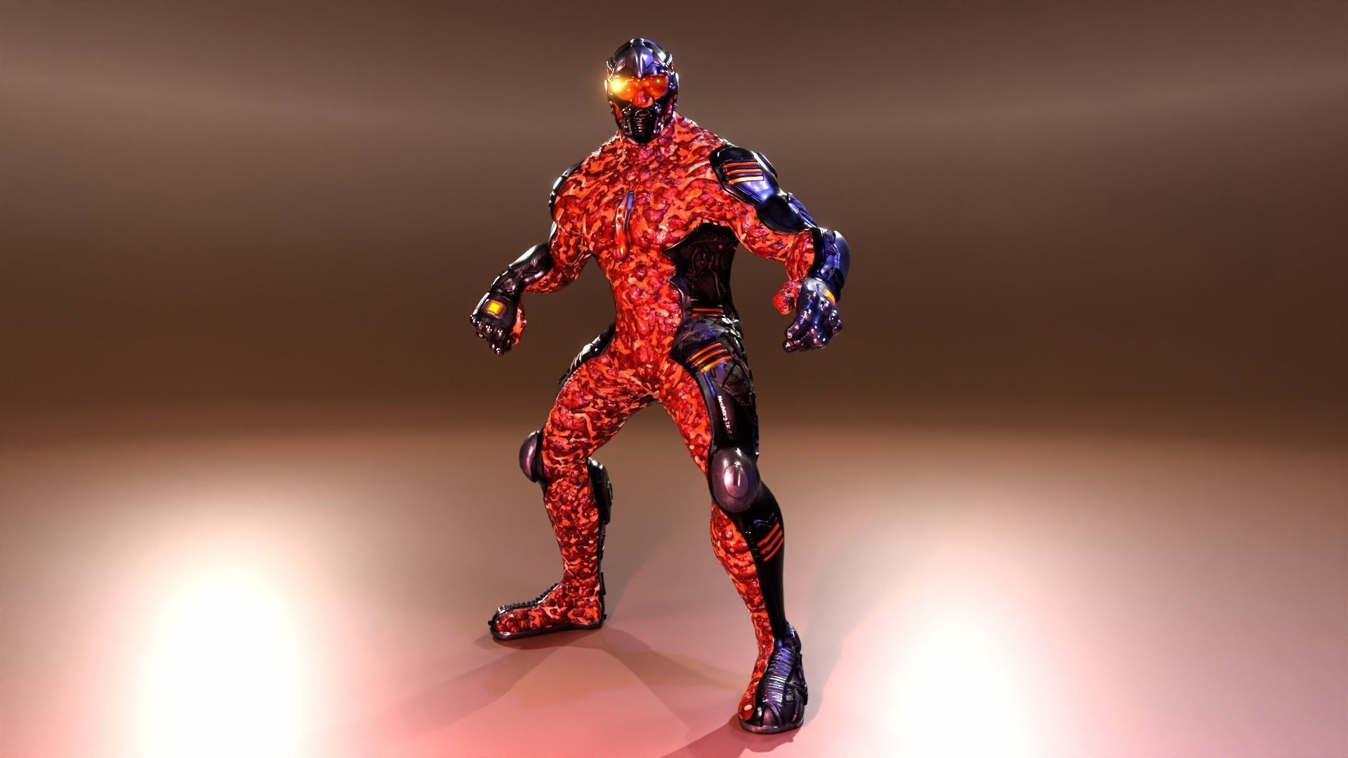MechOrg Humanoid Cyborg Creature Rigged 3D Character Low-poly 3D model_22