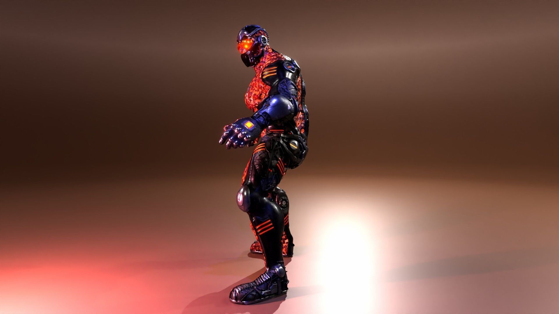 MechOrg Humanoid Cyborg Creature Rigged 3D Character Low-poly 3D model_26