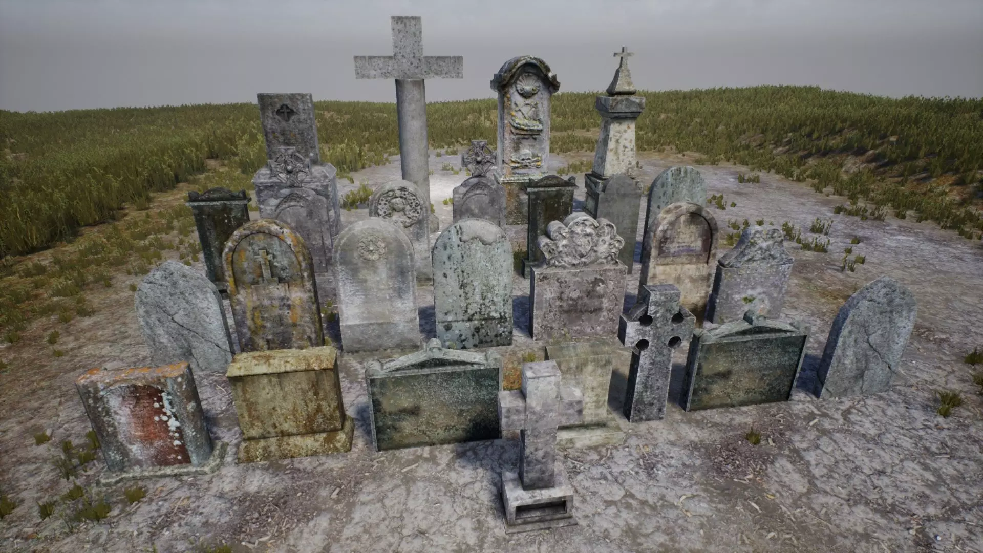 Graves And Tombs Pack 1 unreal asset Low-poly 3D model