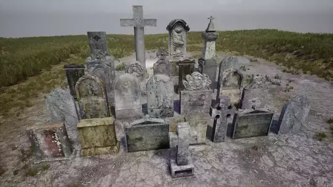 Graves And Tombs Pack 1 unreal asset Low-poly 3D model