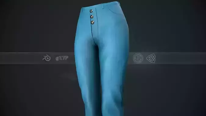 Female Blue Jeans Pants Style 1  Low-poly 3D model