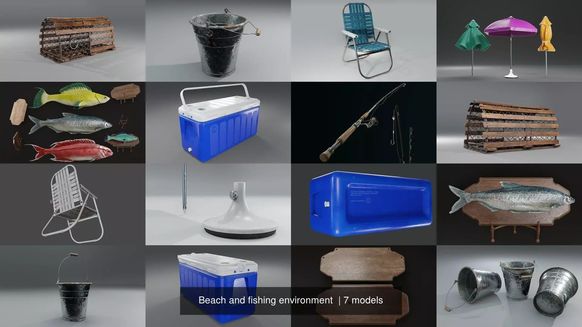 Beach and fishing environment  3D Model Collection_1